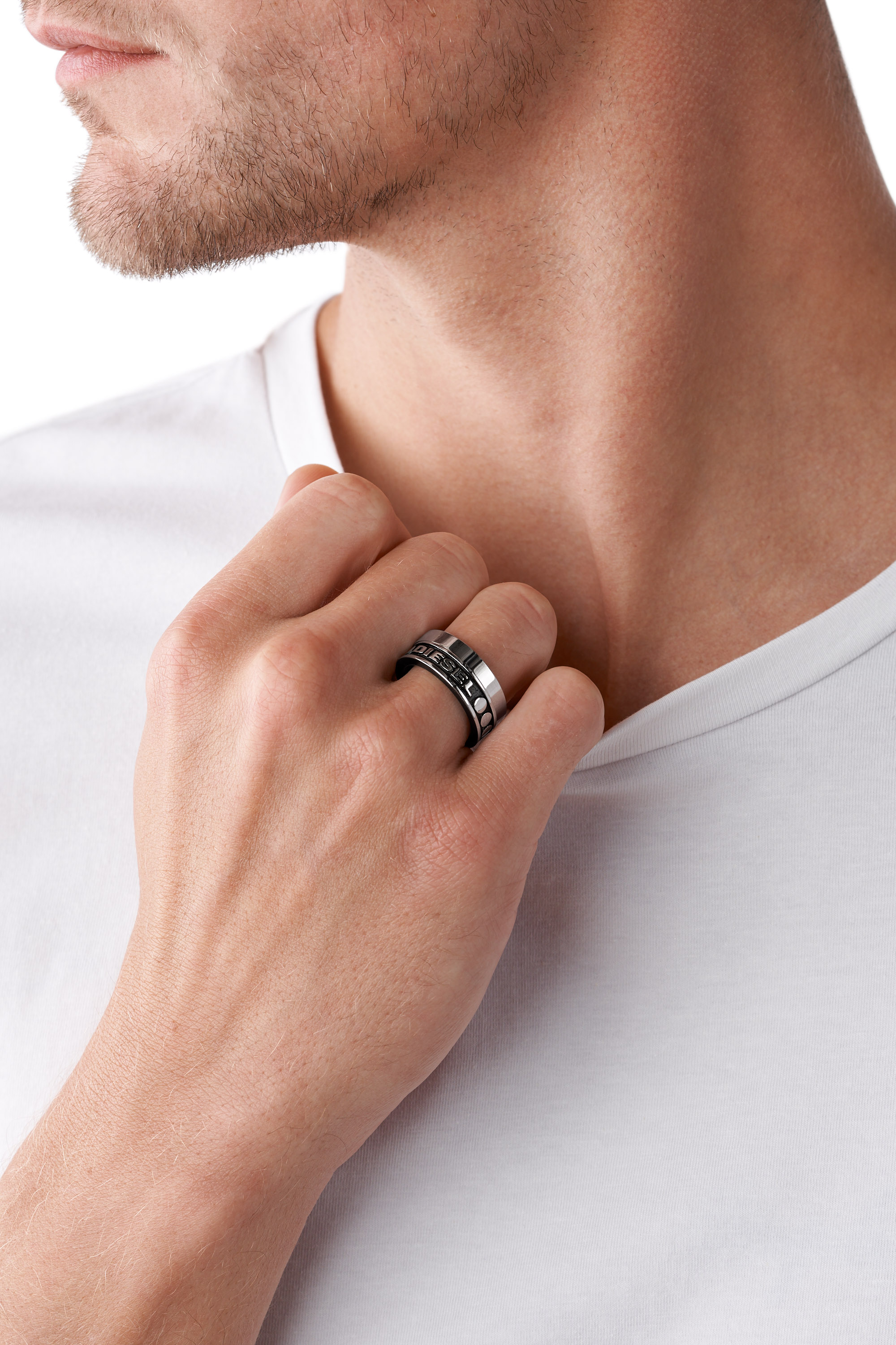 Diesel - DX1170, Male's リング in シルバー/ブラック - 2