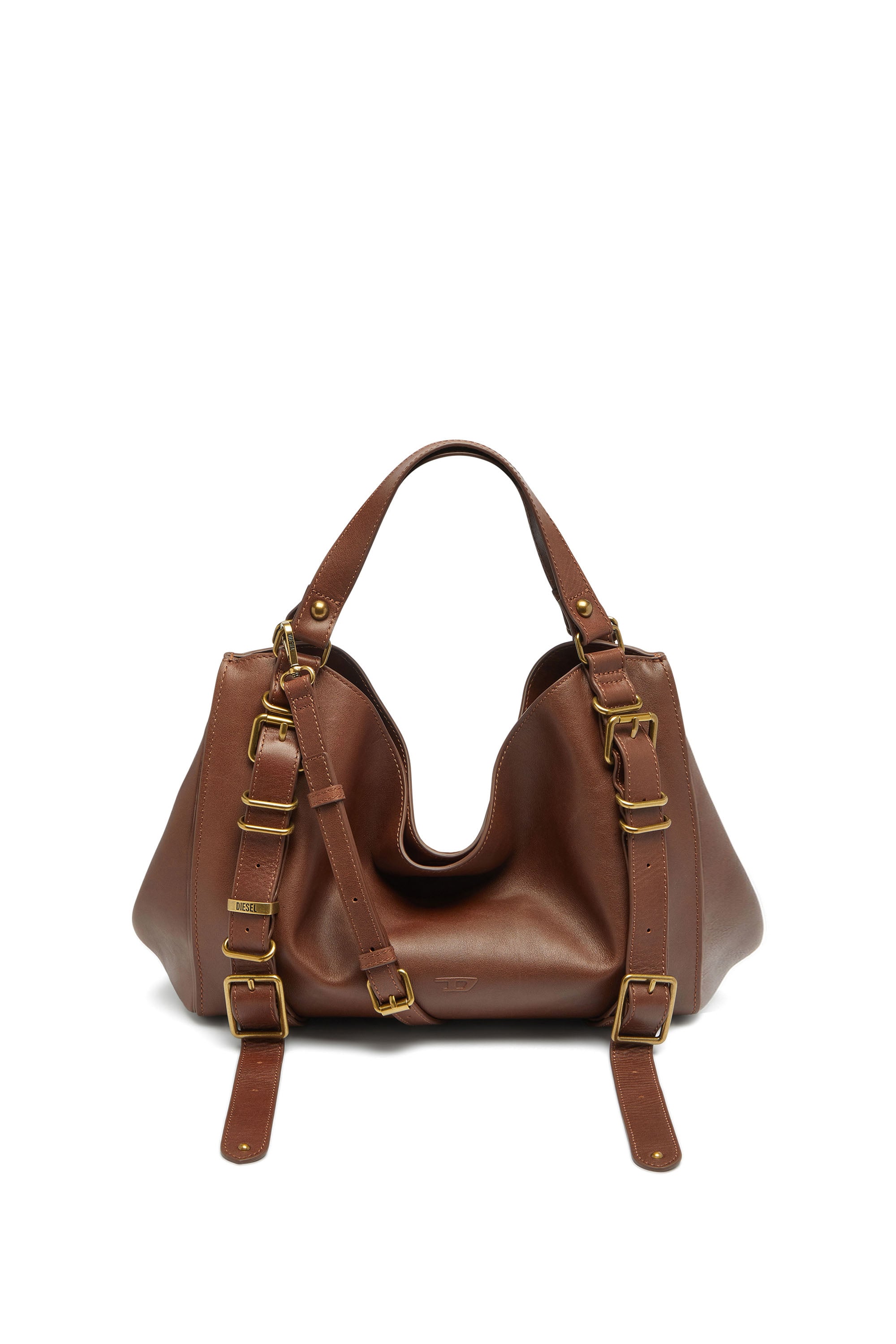 Diesel - D-ONE TOPHANDLE M, Unisex's D-One-Medium top-handle bag in treated leather in ブラウン - 1