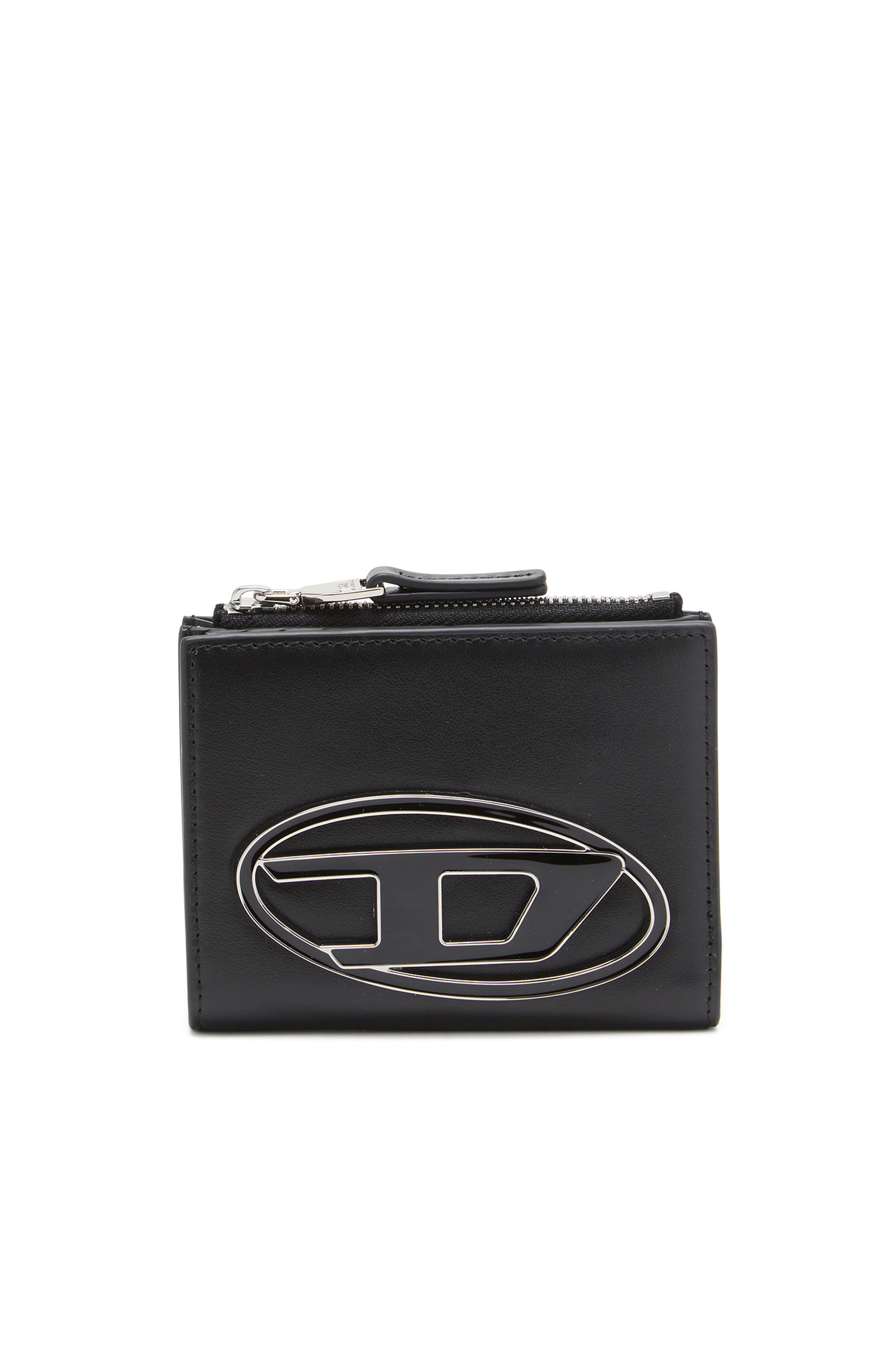 Diesel - 1DR BI-FOLD ZIP II, Female's Small leather wallet with logo plaque in ブラック - 1