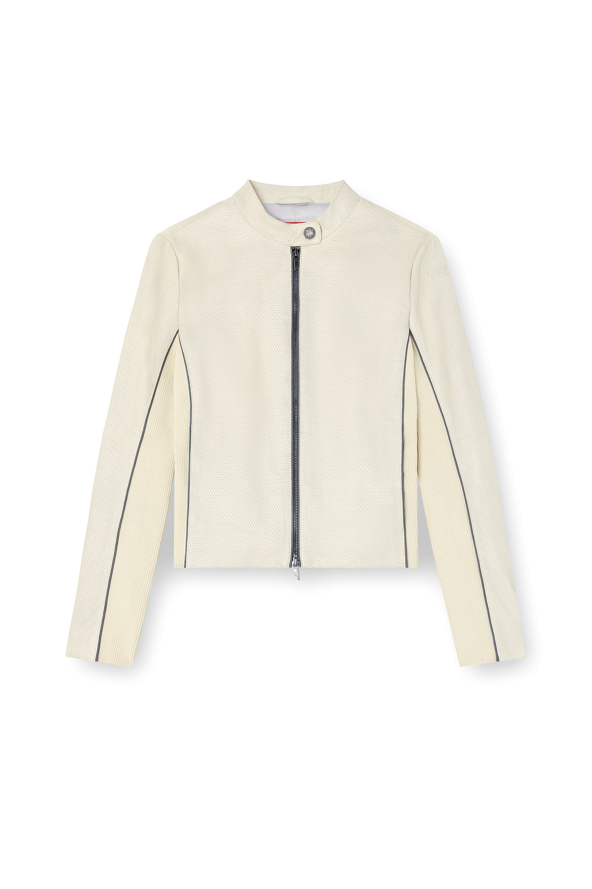 Diesel - L-IBRA, Female's Biker jacket in perforated stretch leather in ホワイト - 3