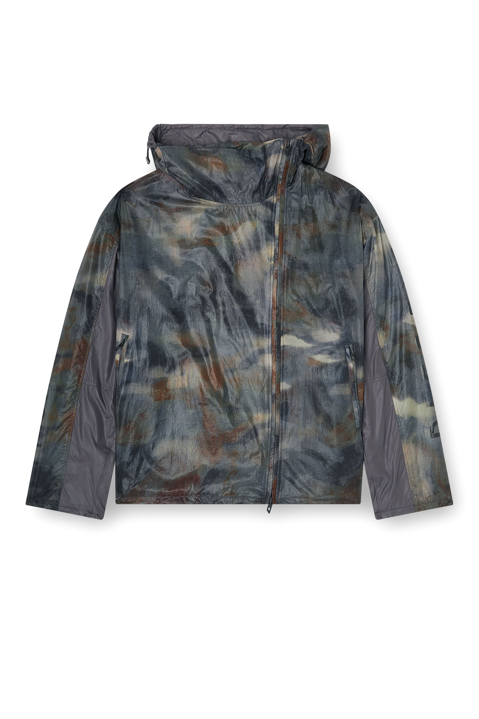 Diesel - J-SQUAD-BMCX, Male's Windbreaker with abstract print in ブルー/ブラウン - 3