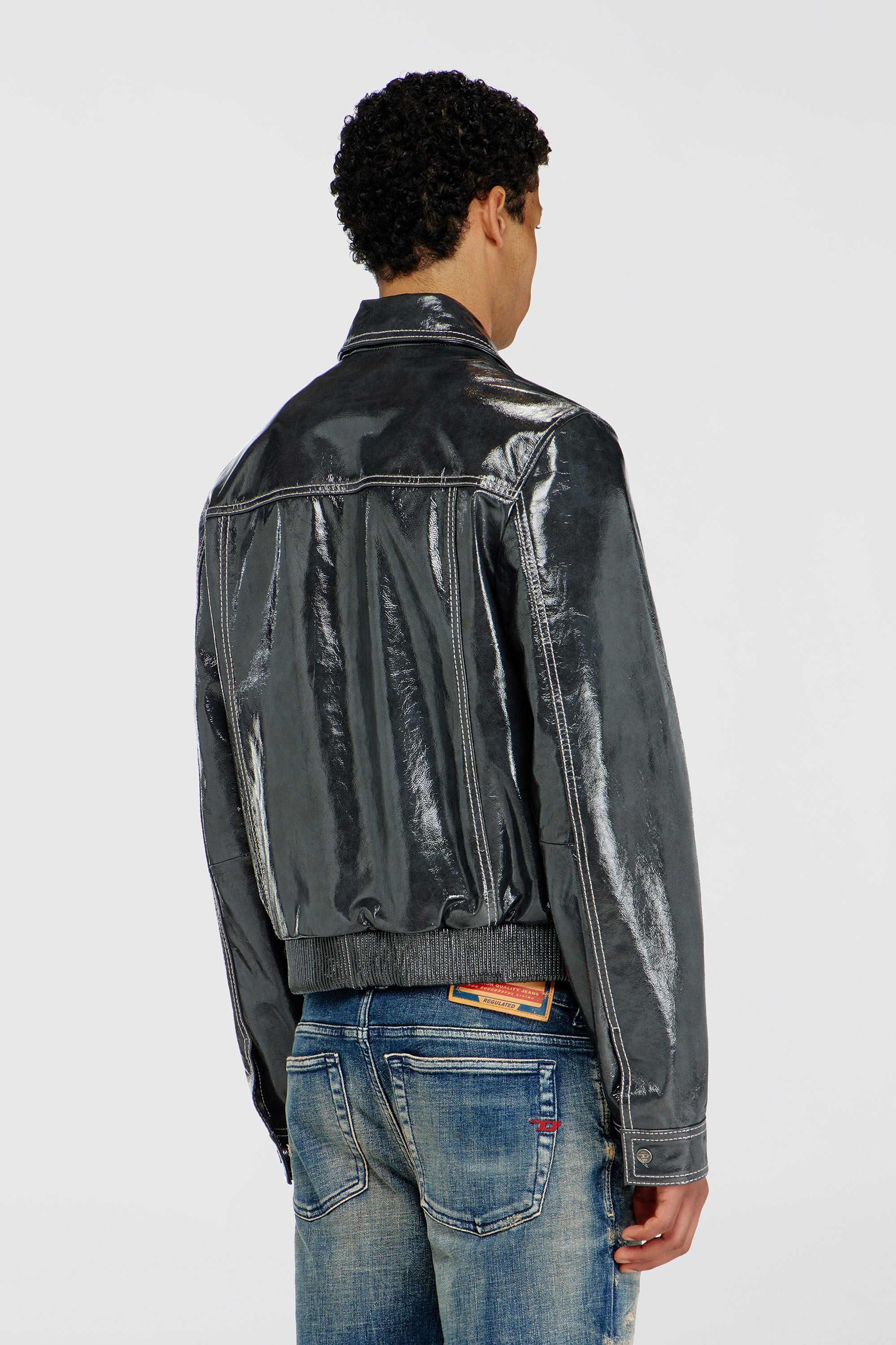 Diesel - L-ADDI, Male's レザージャケット in ダークグレー - 5
