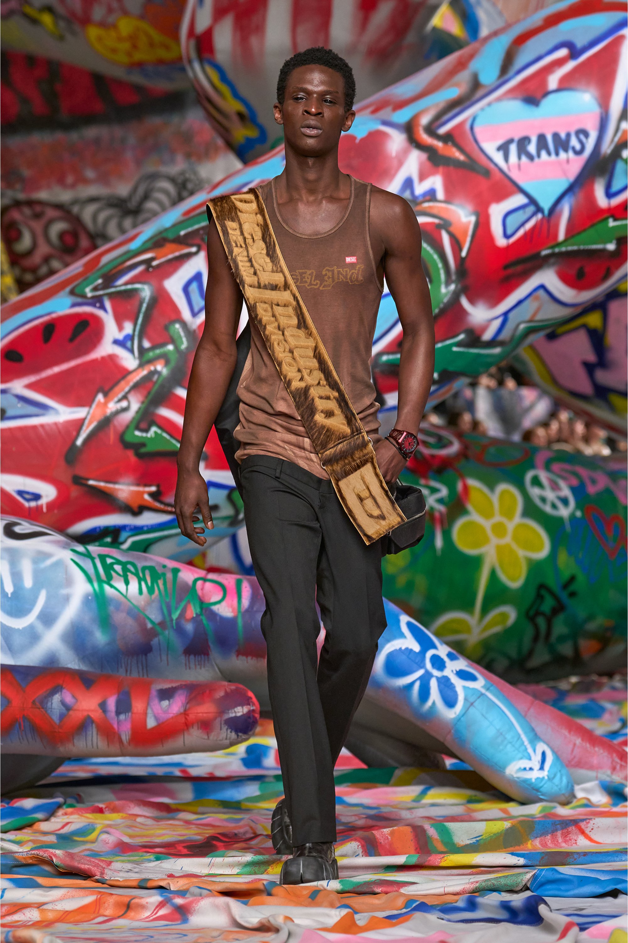 Diesel - T-LIFTY-SHOW, Male's Tank top with print in ブラウン - 3