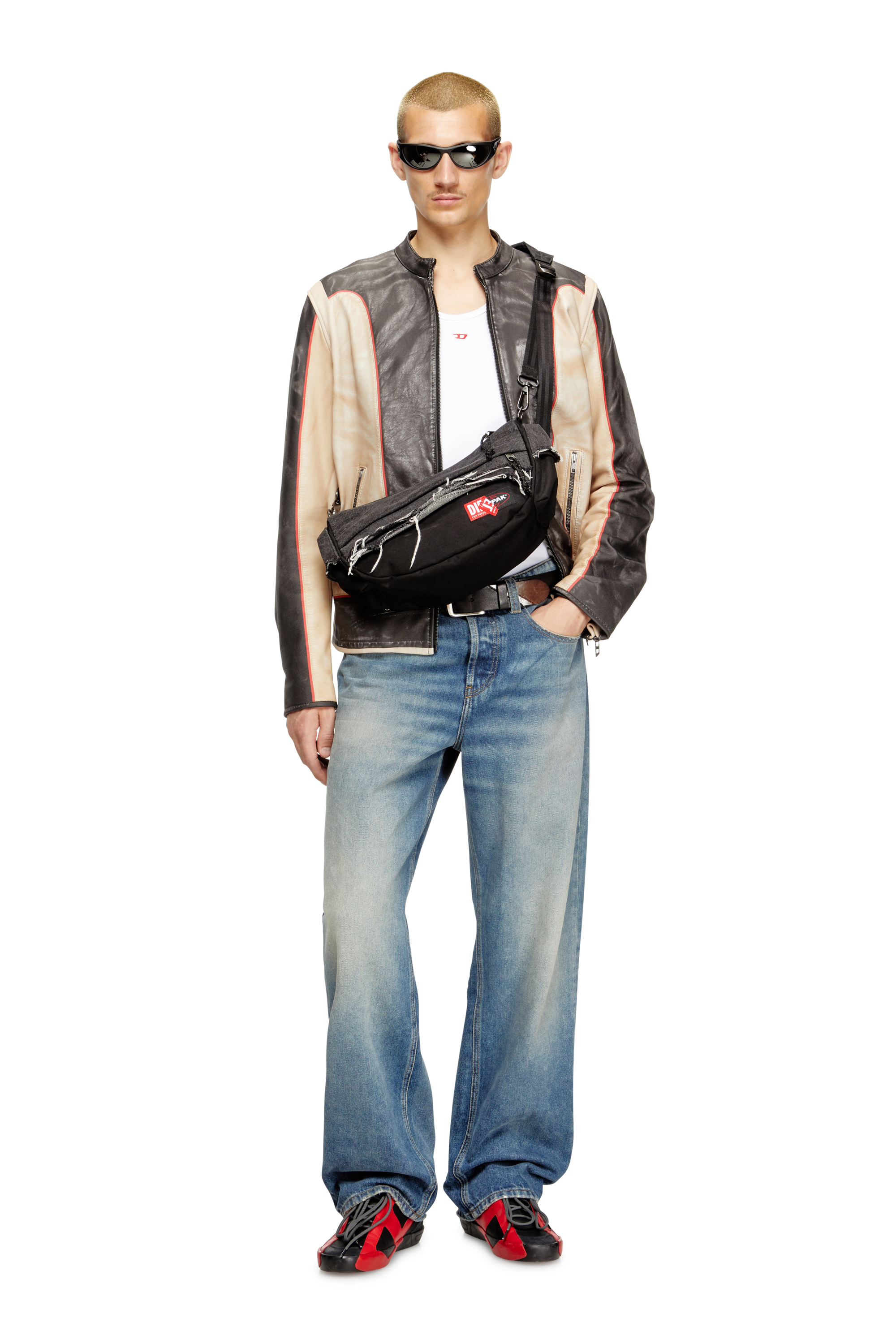 Diesel - DIESEL SHOULDER BAG, Unisex's Shoulder bag in destroyed denim and CORDURA® in ブラック - 2