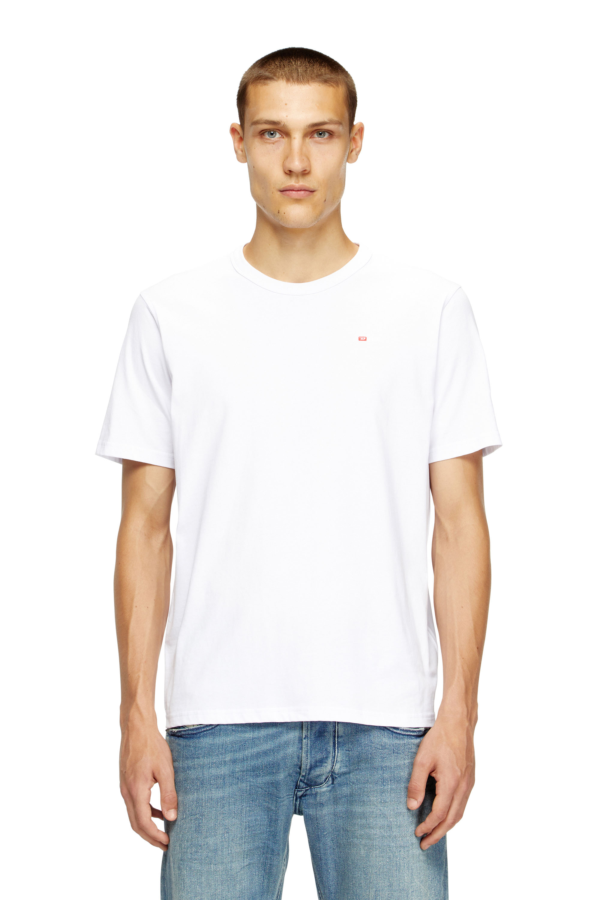Diesel - T-ADJUST-MICRODIV, Unisex's T-shirt with micro-embroidered logo in ホワイト - 1