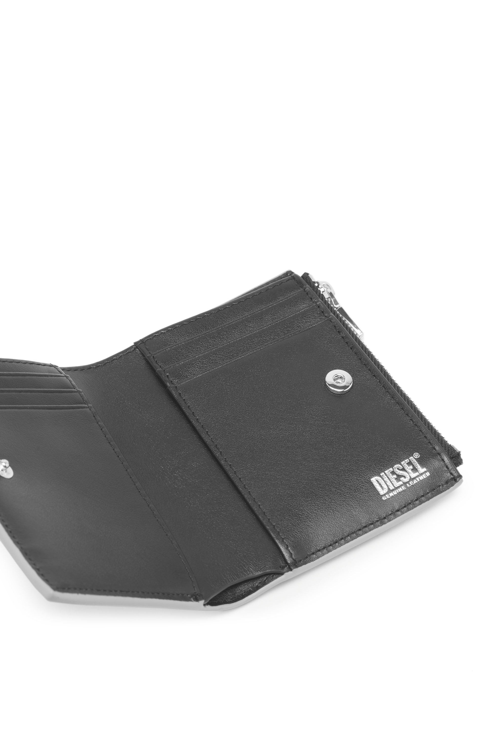 Diesel - BI-FOLD ZIP, Female's カウレザー二つ折りウォレット in シルバー - 3