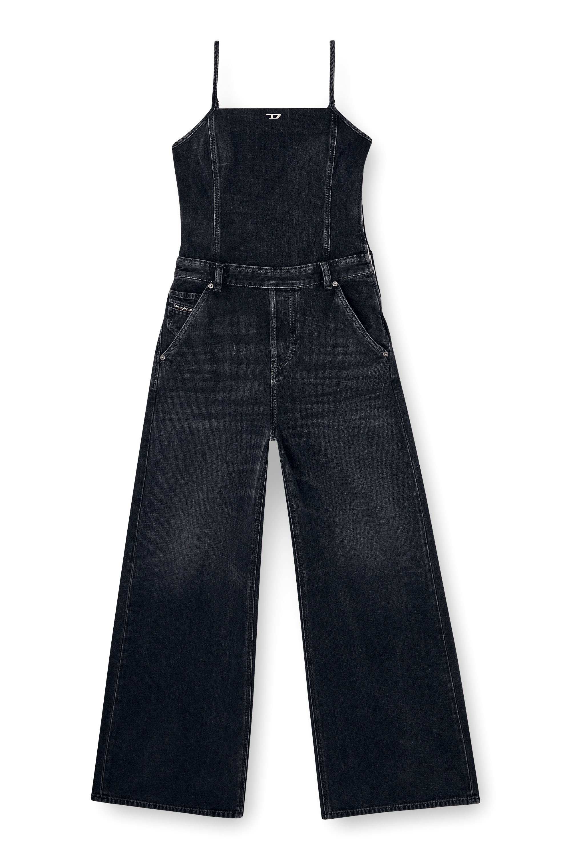 Diesel - DE-VORS, Female's Strappy jumpsuit in batavia-weave denim in ブラック - 4