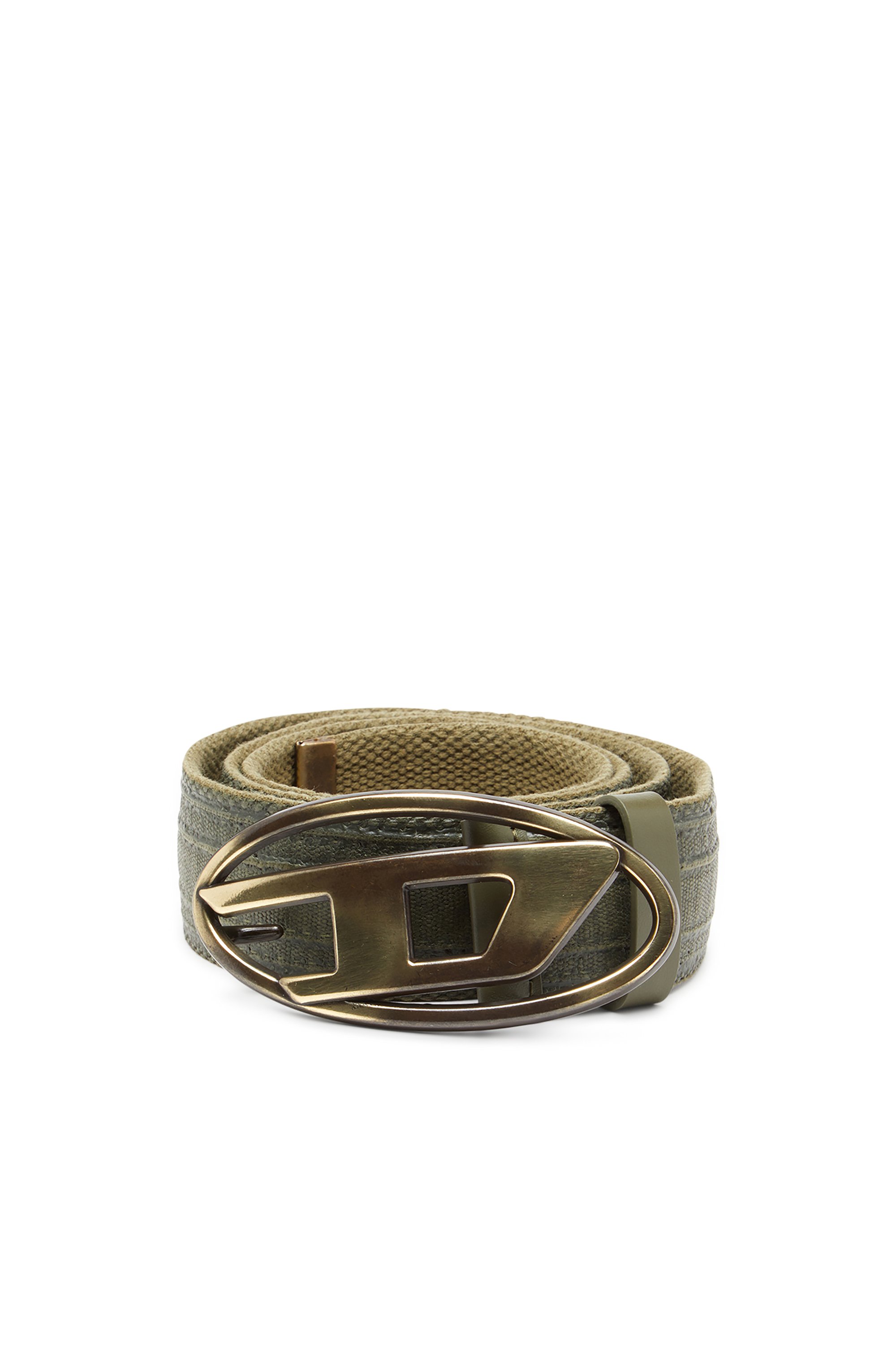 Diesel - B-1DR TAPE, Male's 4cm belt in waxed canvas in グリーン/ブルー - 1