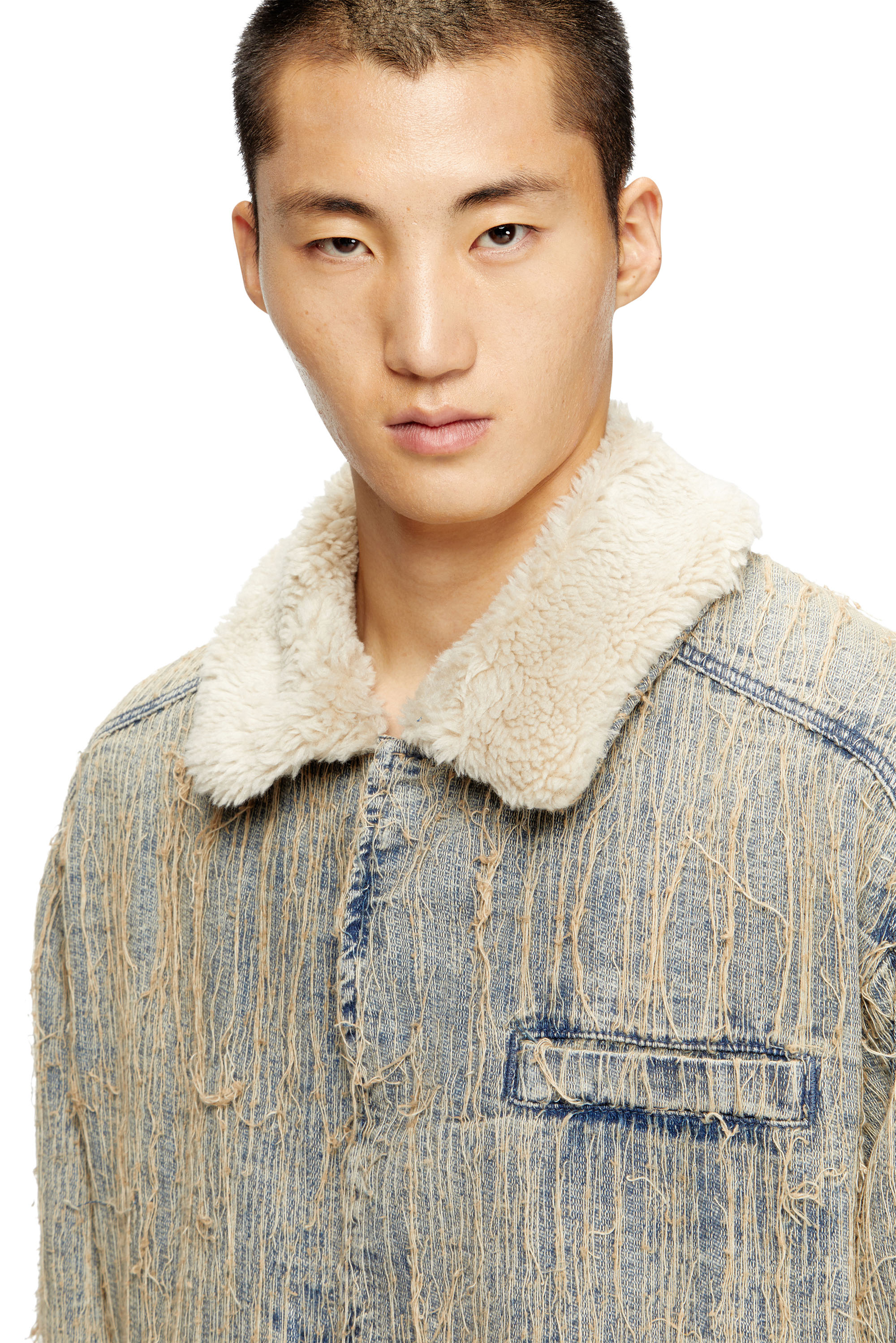 Diesel - D-IVAR-S, Male's Jacket in floating-thread jacquard denim in ライトブルー - 4