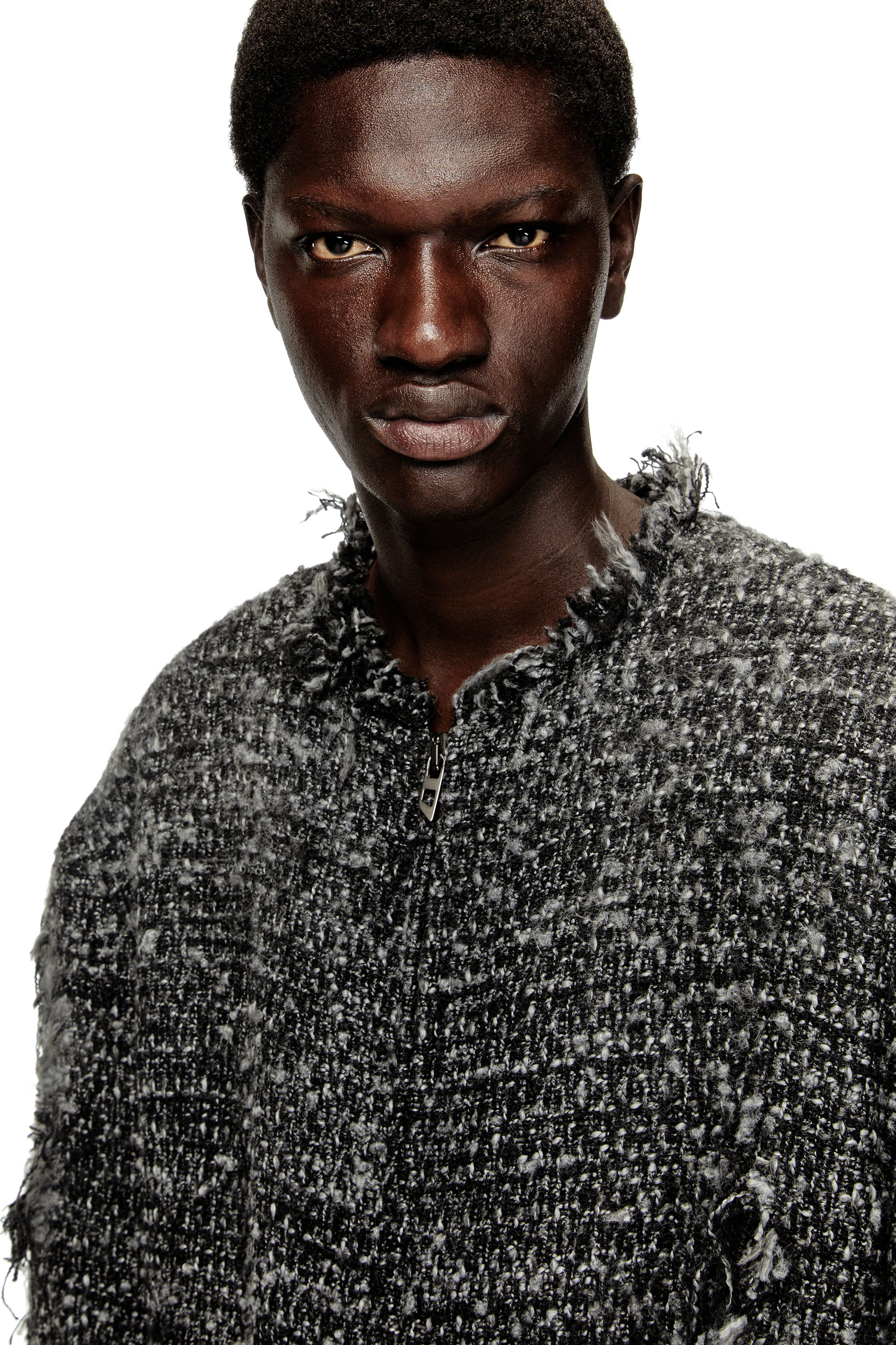 Diesel - J-ABERDEEN, Male's Layered jacket in destroyed bouclé in ブラック - 4