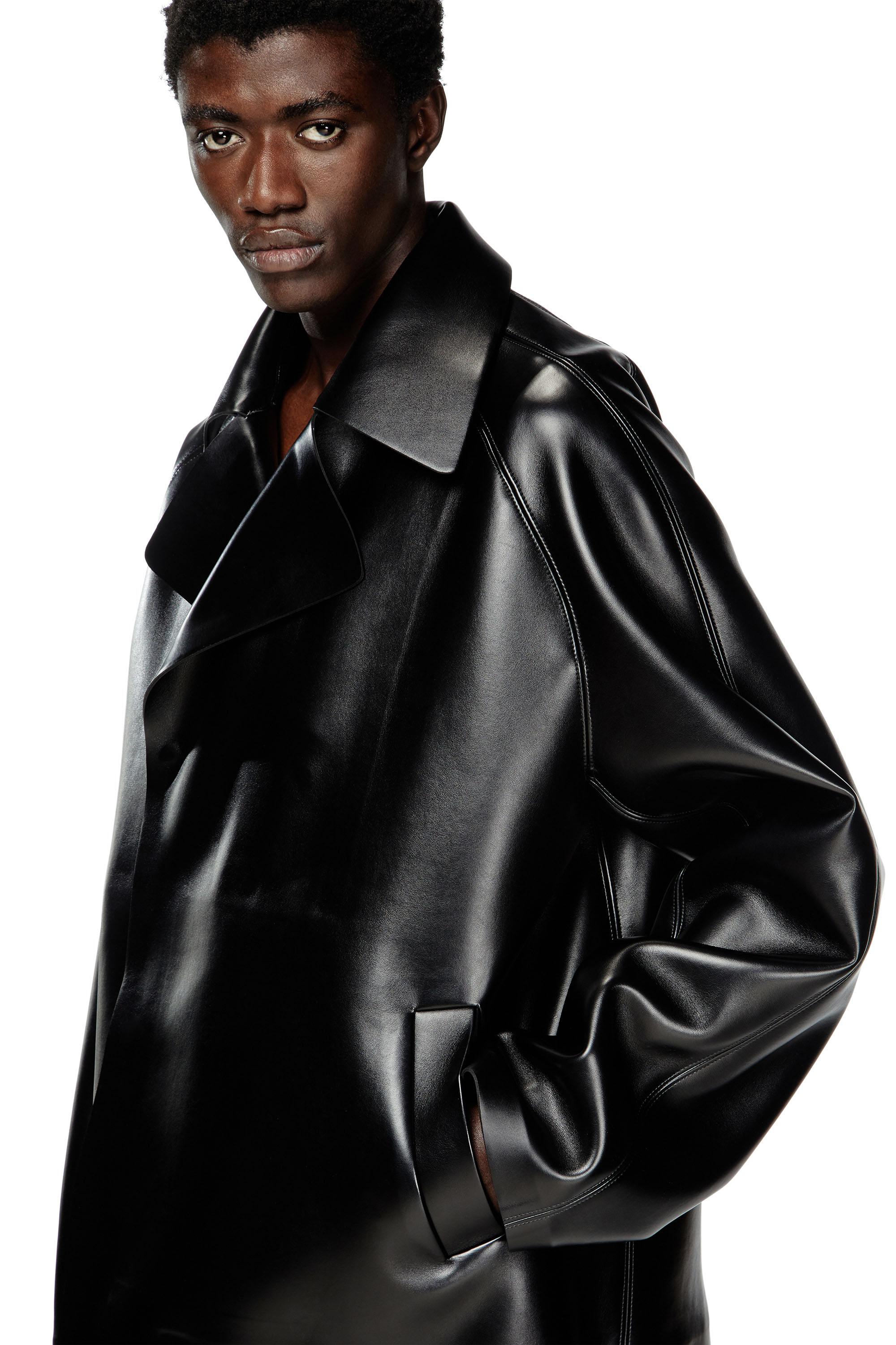 Diesel - J-MARKUS, Unisex's Oversized neoprene-bonded tailored jacket in ブラック - 4