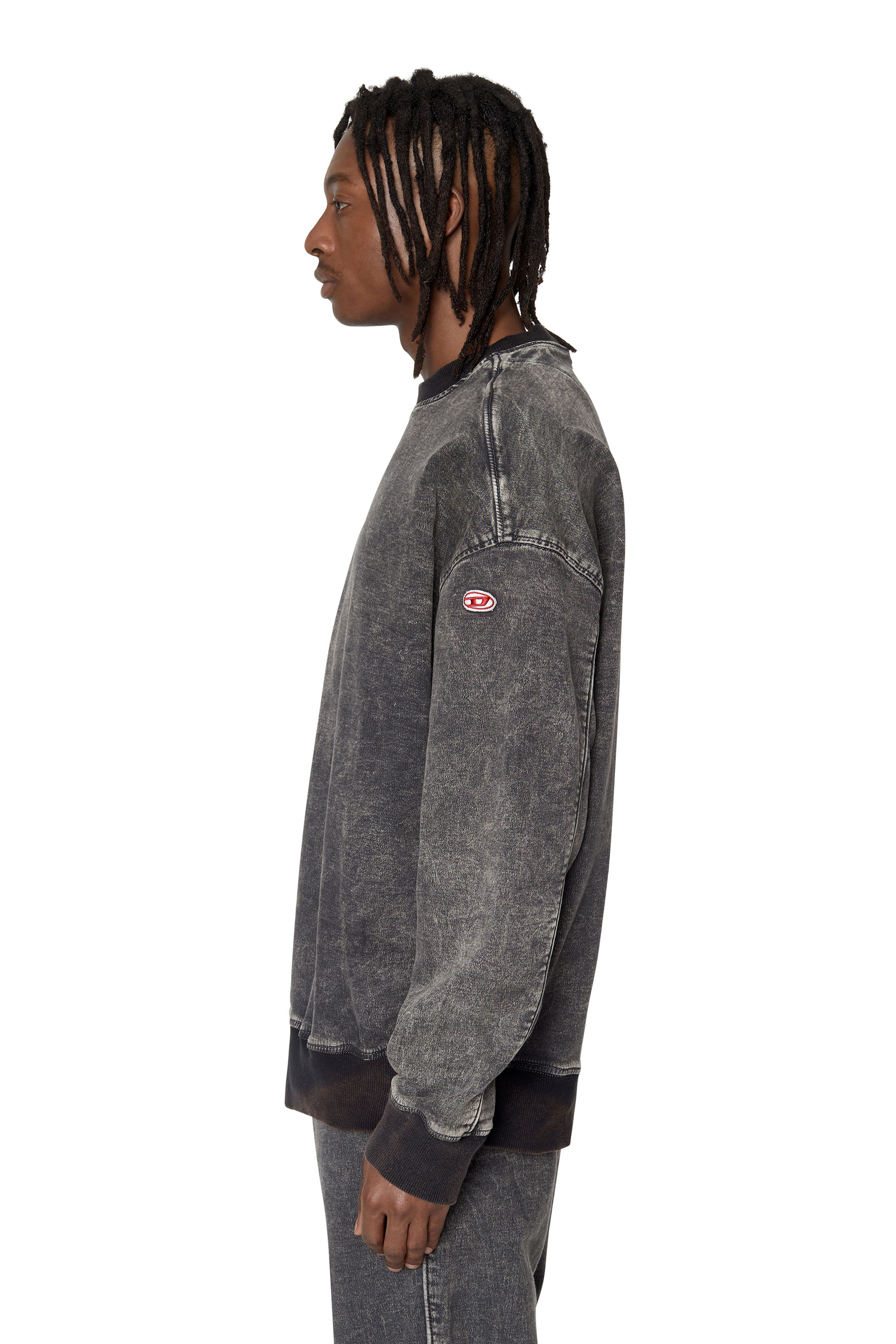 Diesel - D-KRIB TRACK DENIM SWEATSHIRT, Male's スウェット トップス in ブラック/ダークグレー - 6