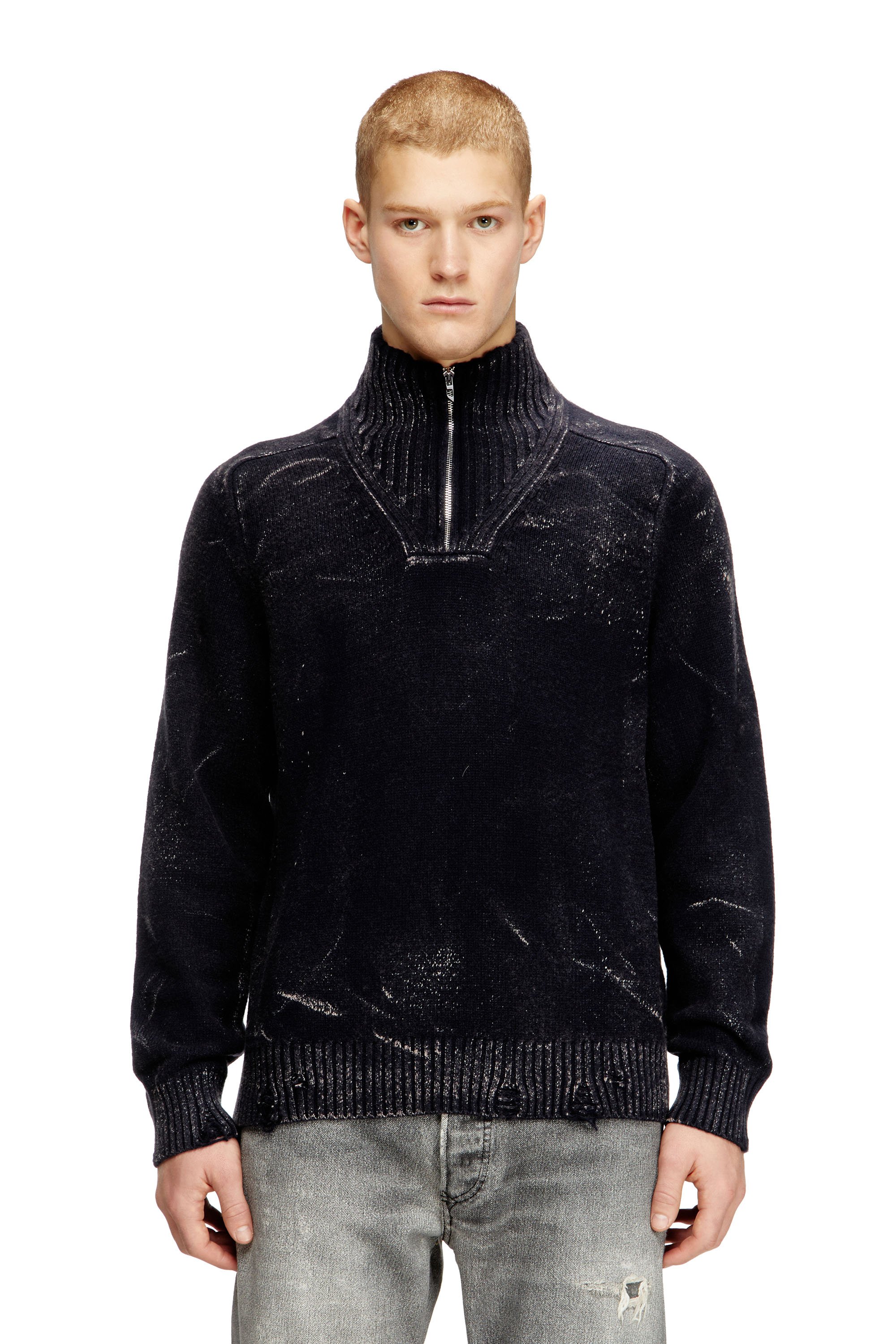 Diesel - K-MAXIME, Male's プルオーバーニット in ブラック/グレー - 1