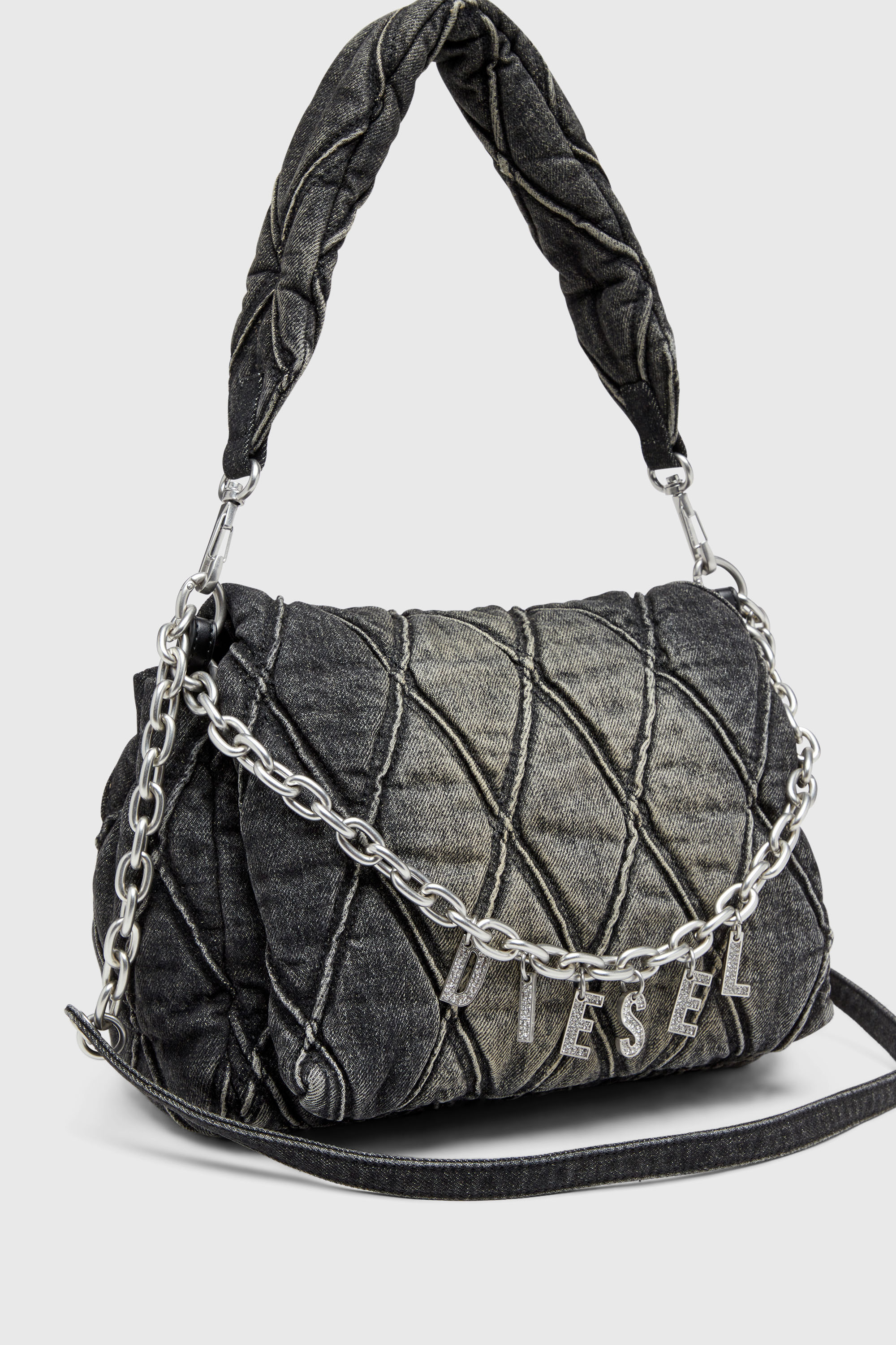 Diesel ウィメンズ バッグ Charm-D Shoulder M bag キルト デニム
