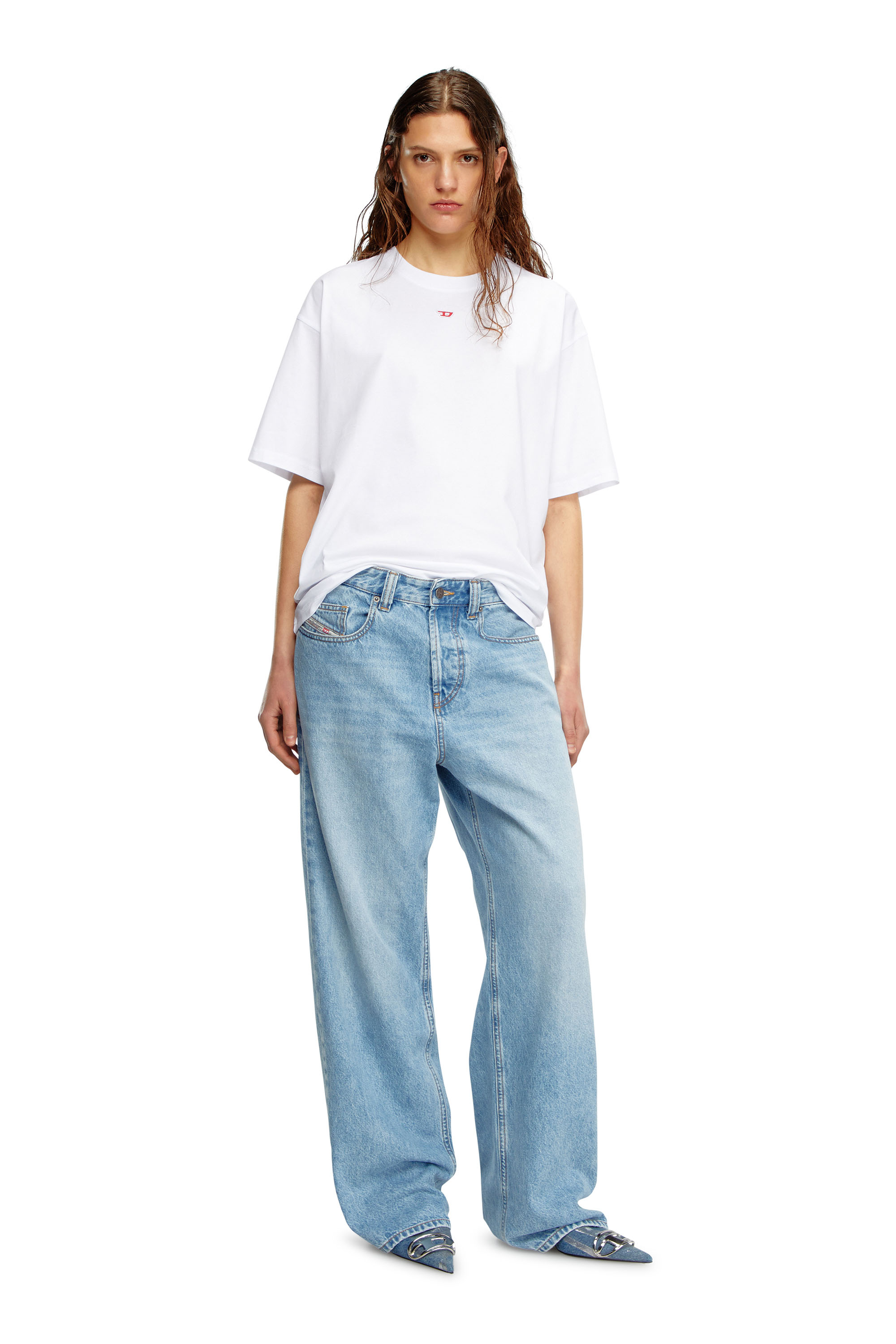 Diesel - T-BOXT-D, Unisex's T-shirt with embroidered D patch in ホワイト - 6