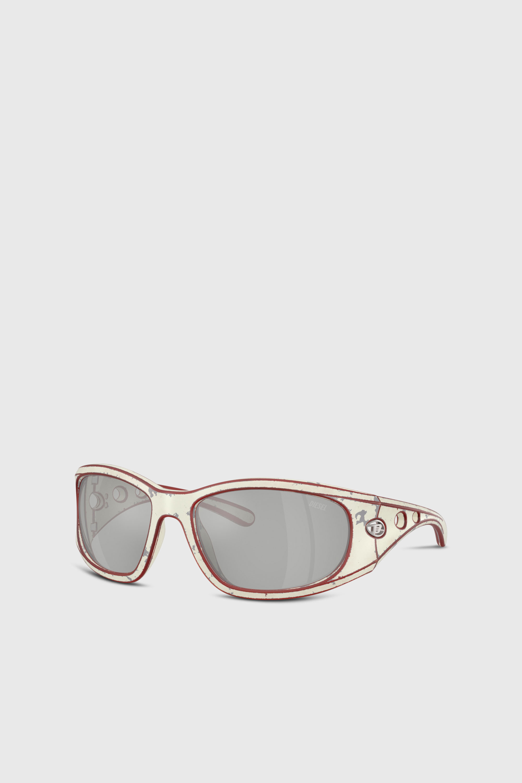 Diesel - 0DL3012U, Unisex's Rectangle sunglasses in イエロー/レッド - 4