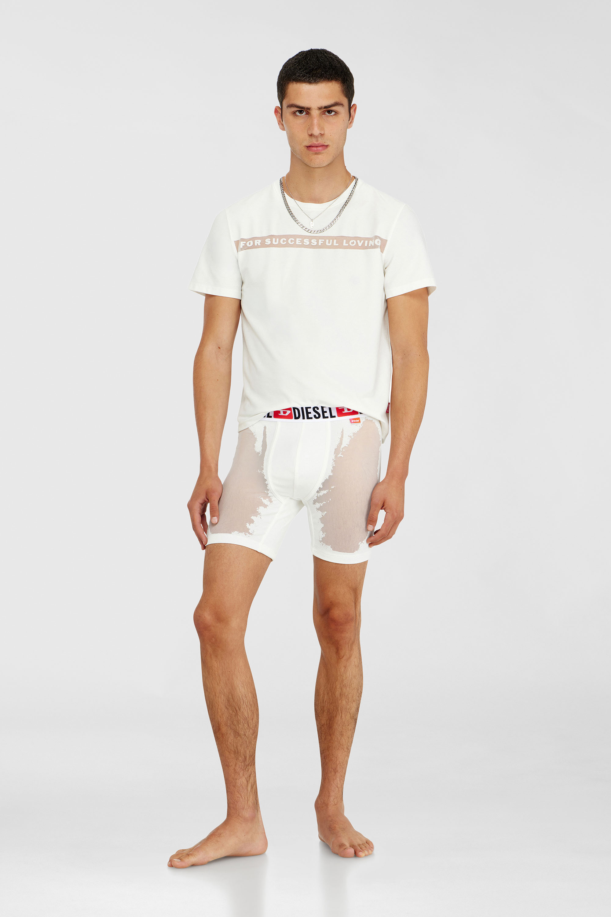 Diesel - PR-MAX-D-CORE, Male's Boxer briefs with sheer devor&eacute; effect in ホワイト - 1
