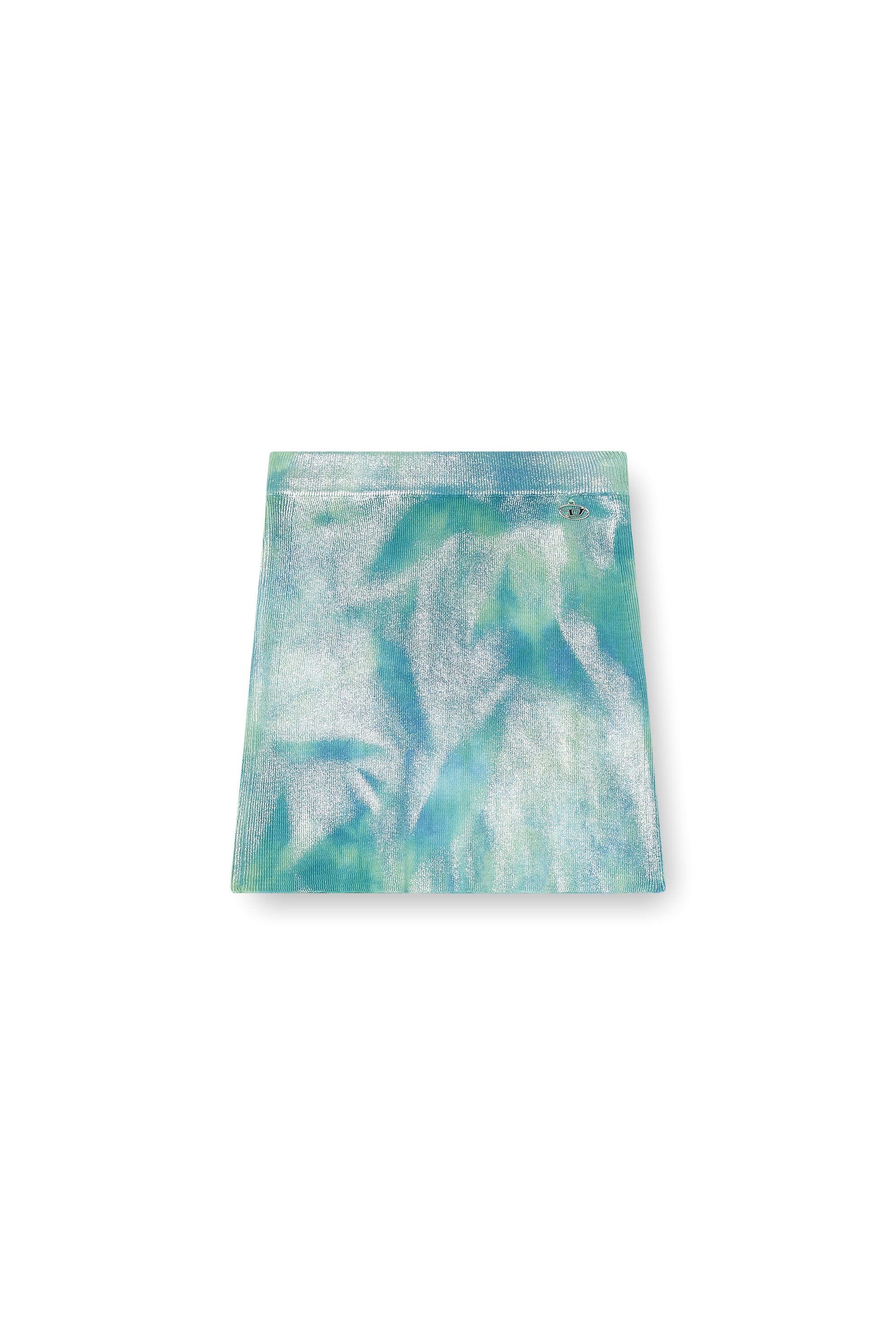 Diesel - M-ISI, Female's Metallic solarised ribbed-knit mini skirt in アジュール - 3