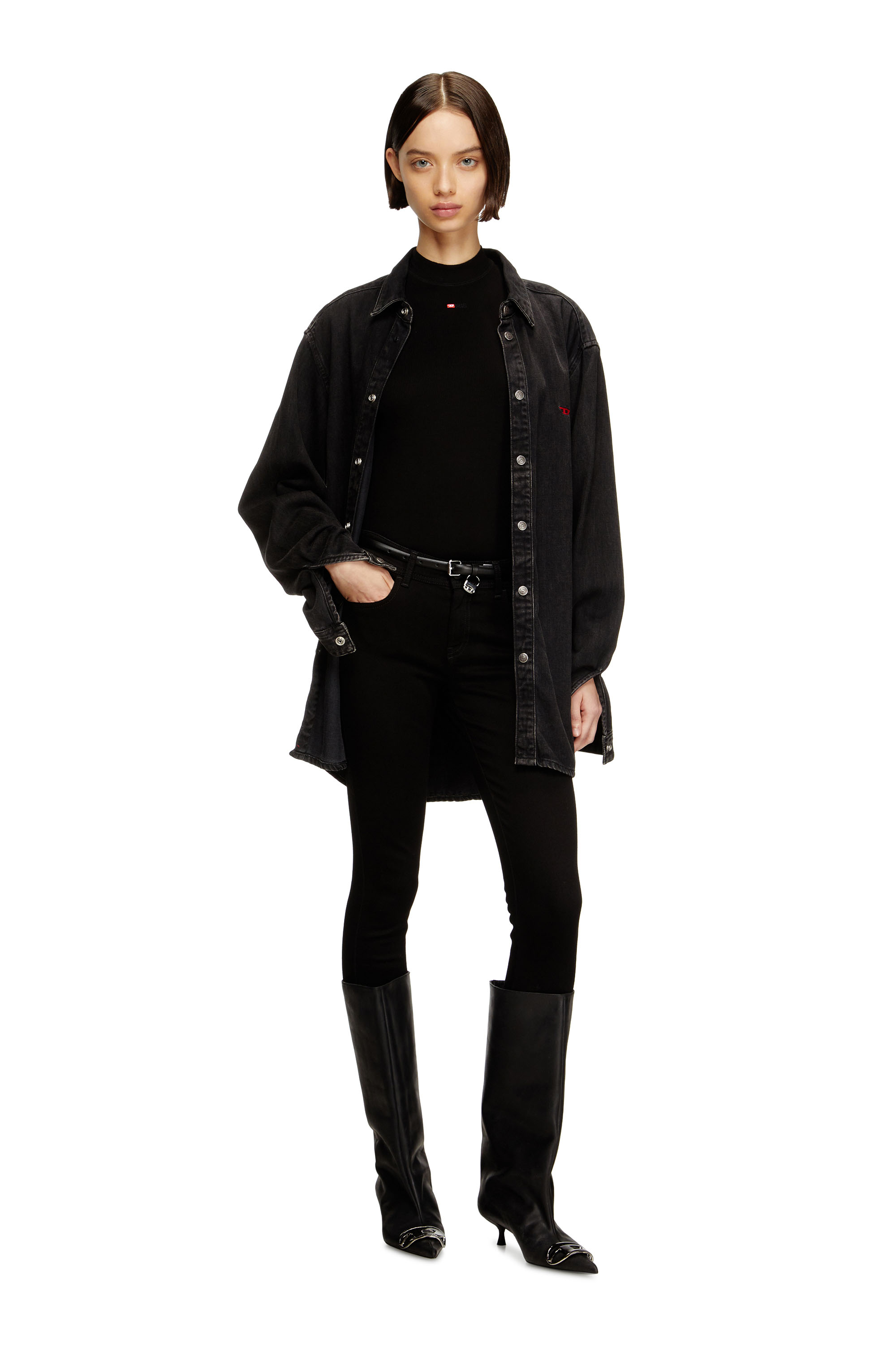 Diesel - T-MOKKY-LS-MICRODIV, Male's Mock-neck top with micro logo in ブラック - 1