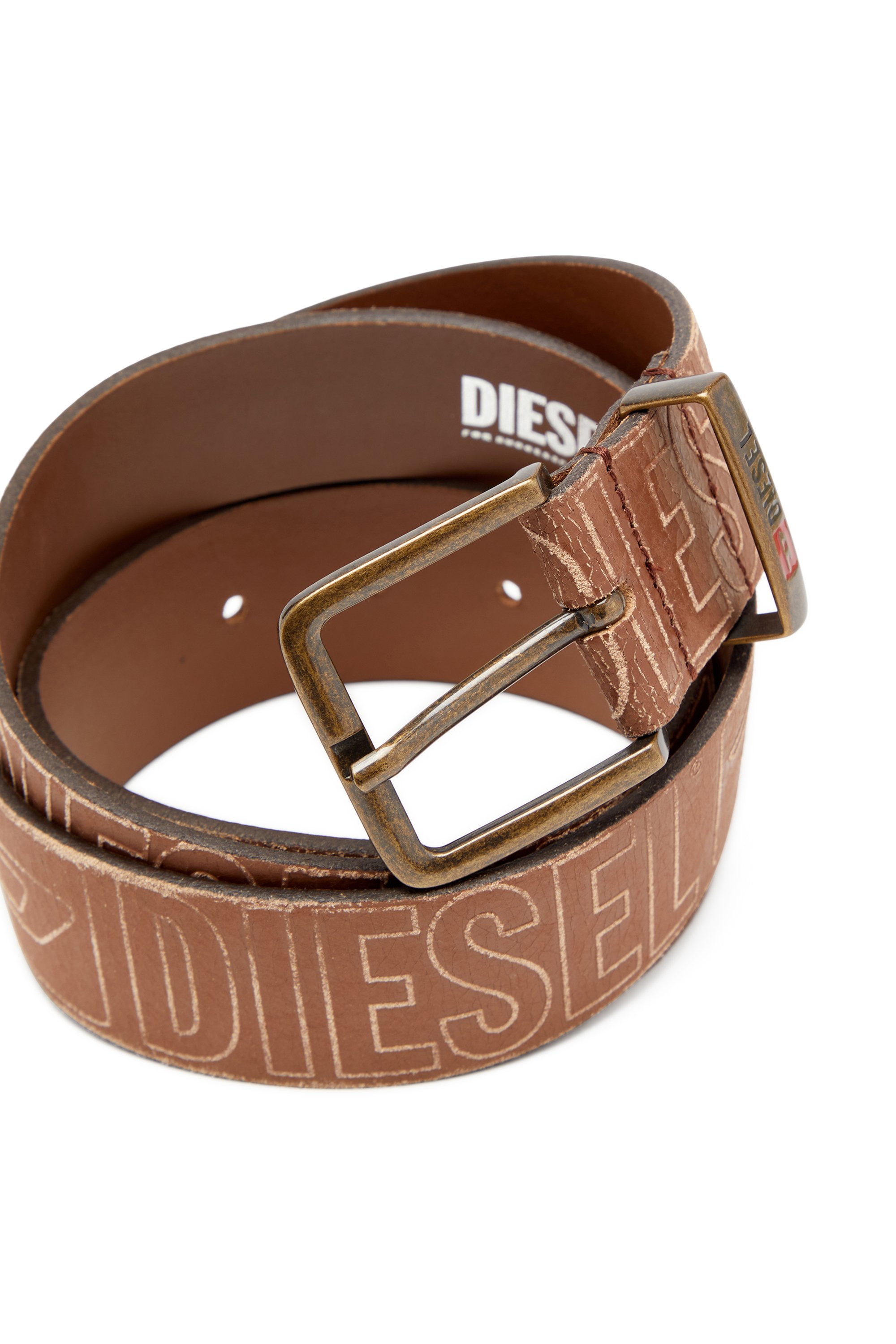 Diesel - B-BISCOTTO OUTLINE, Male's レザーベルト in ブラウン - 3