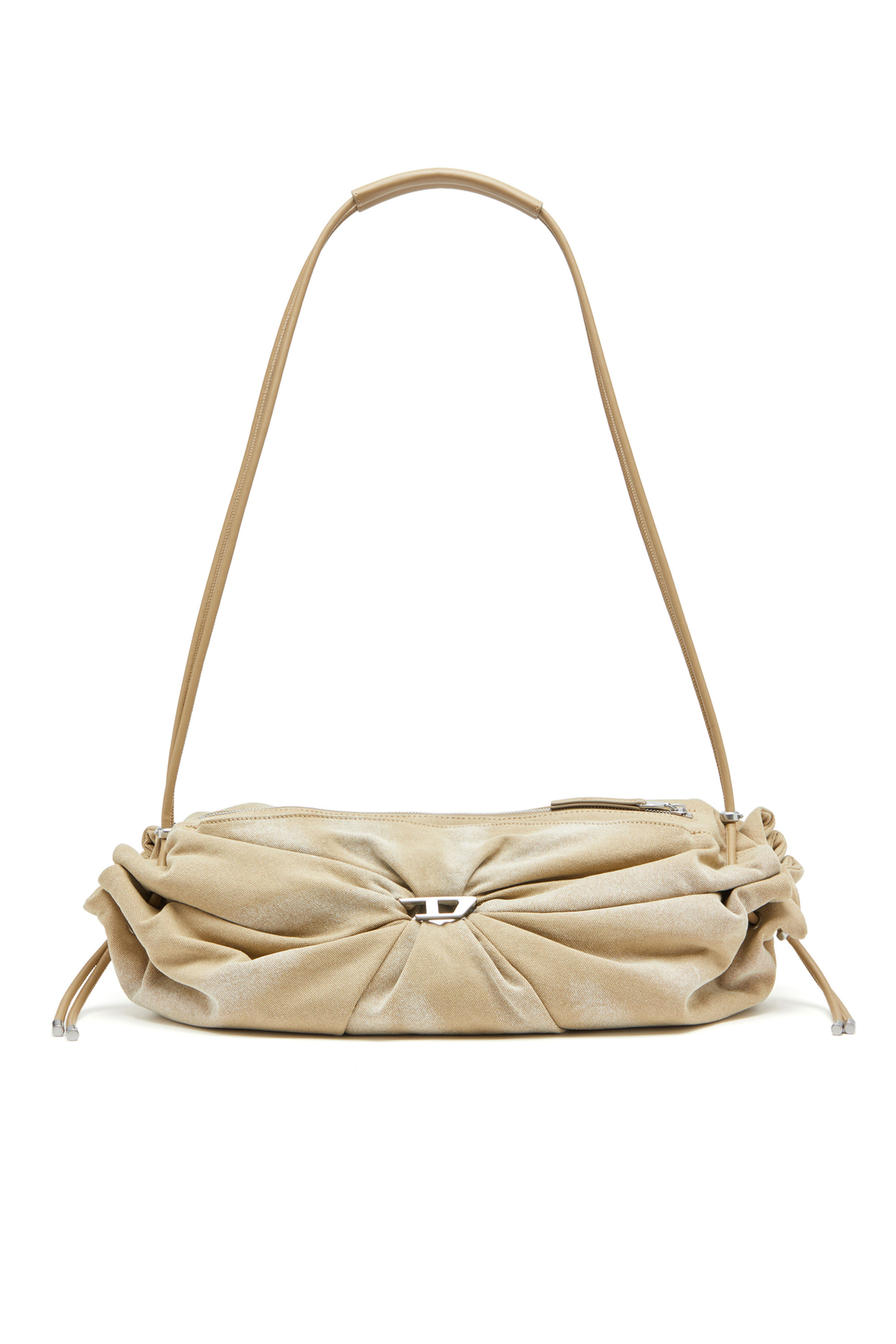 Diesel - SCRUNCH-D CROSSBODY L, Female's Scrunch-D L-Scrunched duffle bag in treated canvas in ベージュ - 2