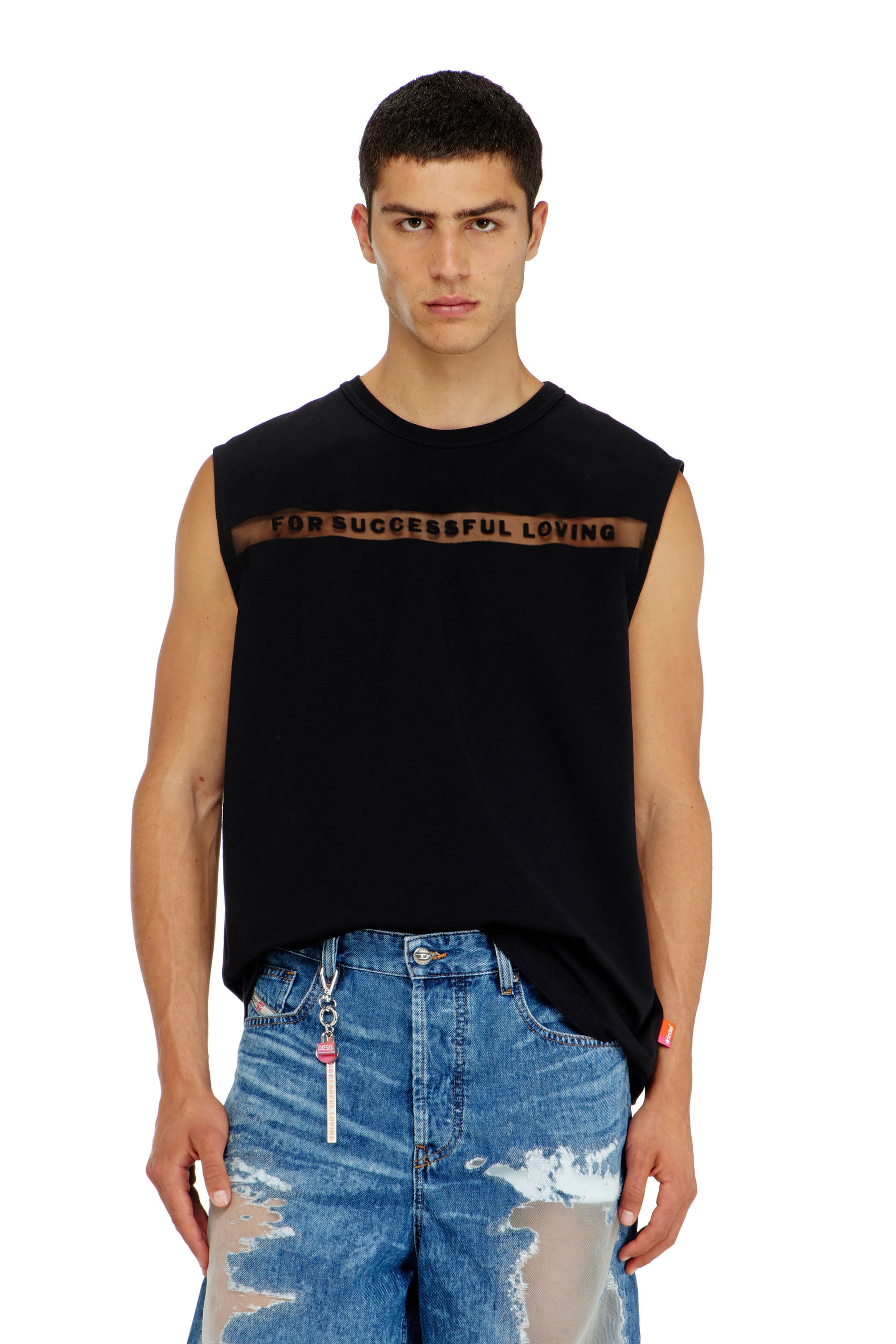 Diesel - PR-T-NORM-BISC-MATI-R, Unisex's Tank top with For Successful Loving logo in ブラック - 1