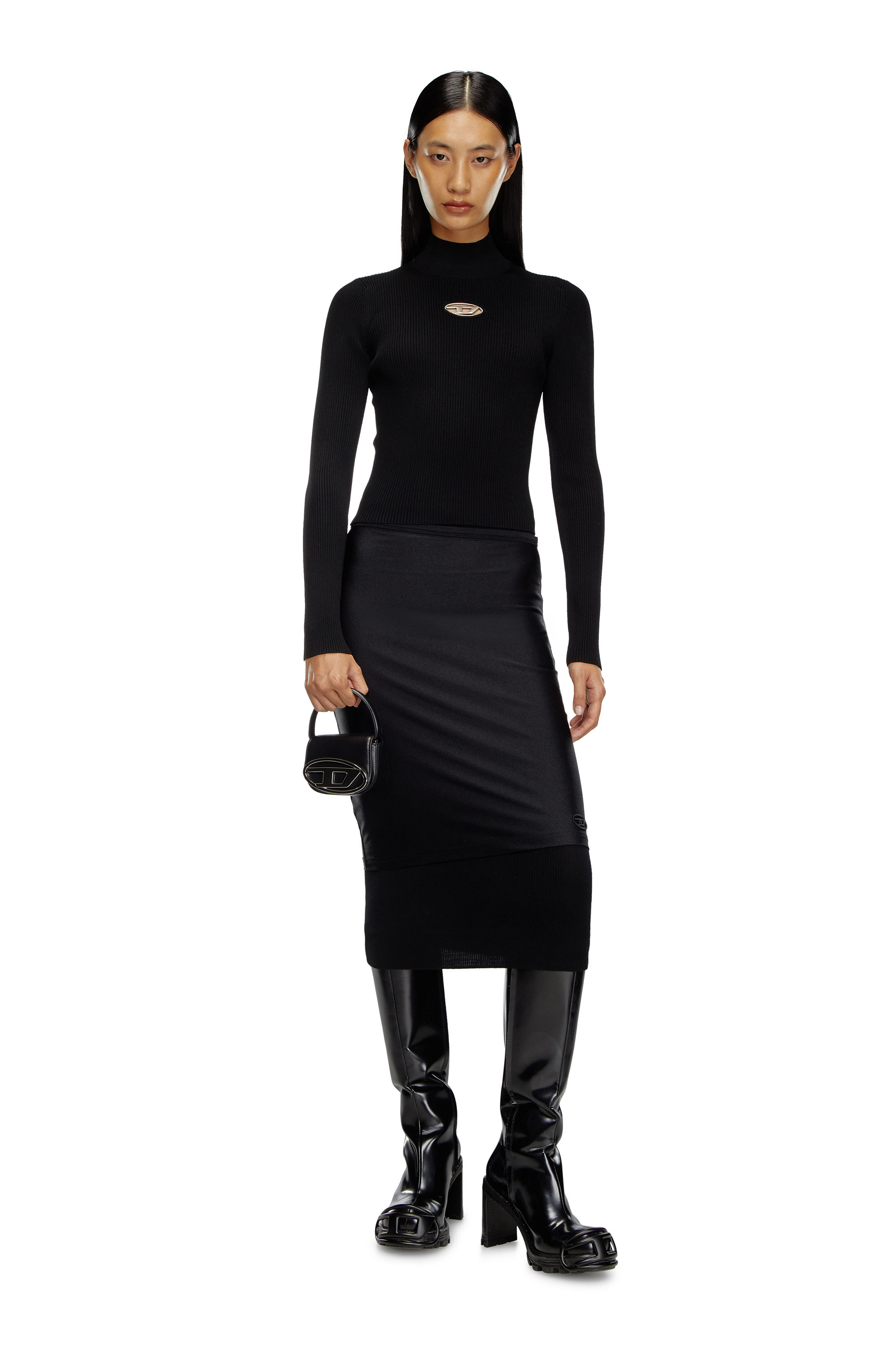 Diesel - M-VALARI-TN, Female's Rib-knit top in ブラック - 1