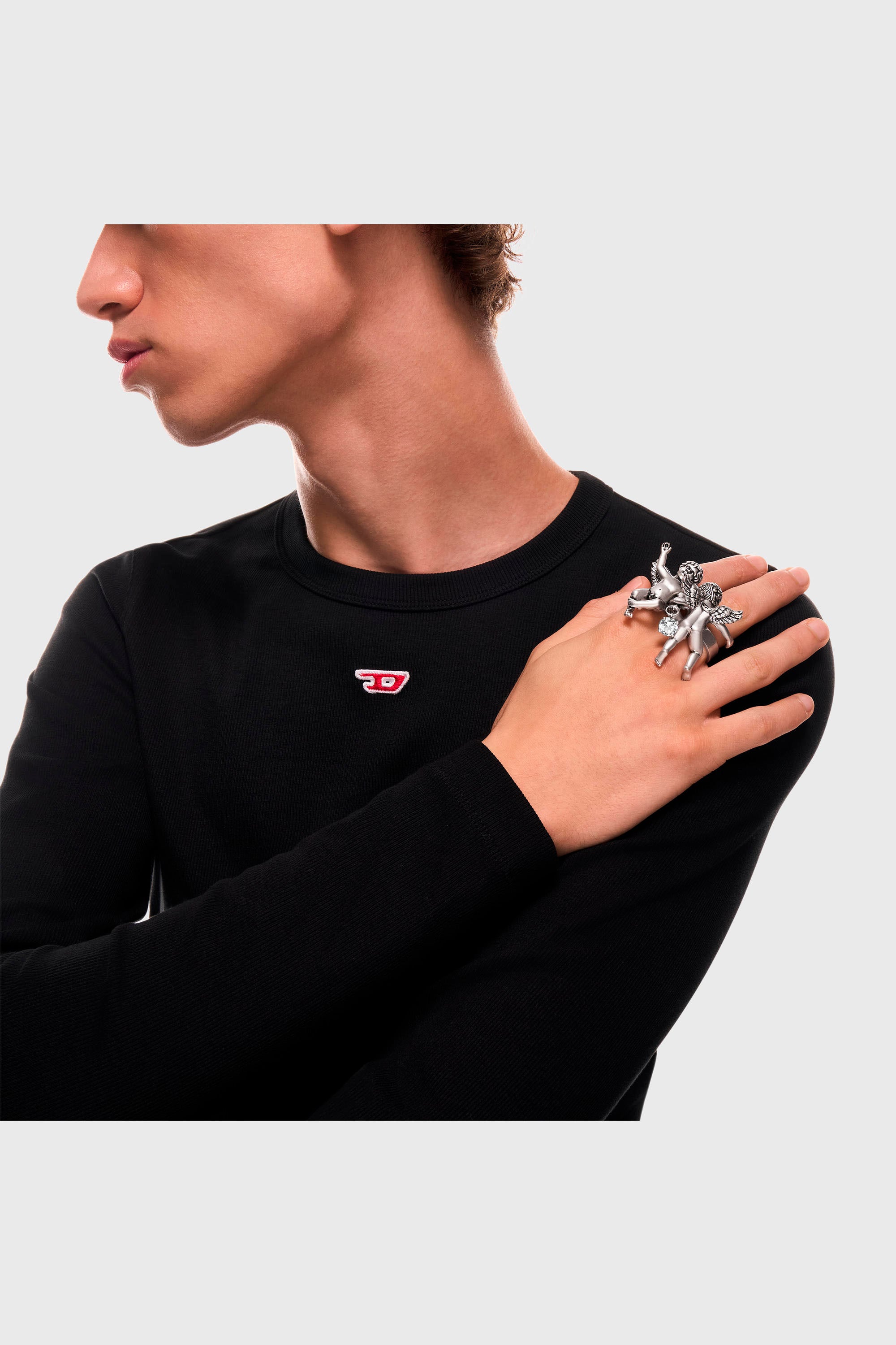 Diesel - DX1752040, Unisex's Silver-tone angels multi-finger ring in シルバー - 4