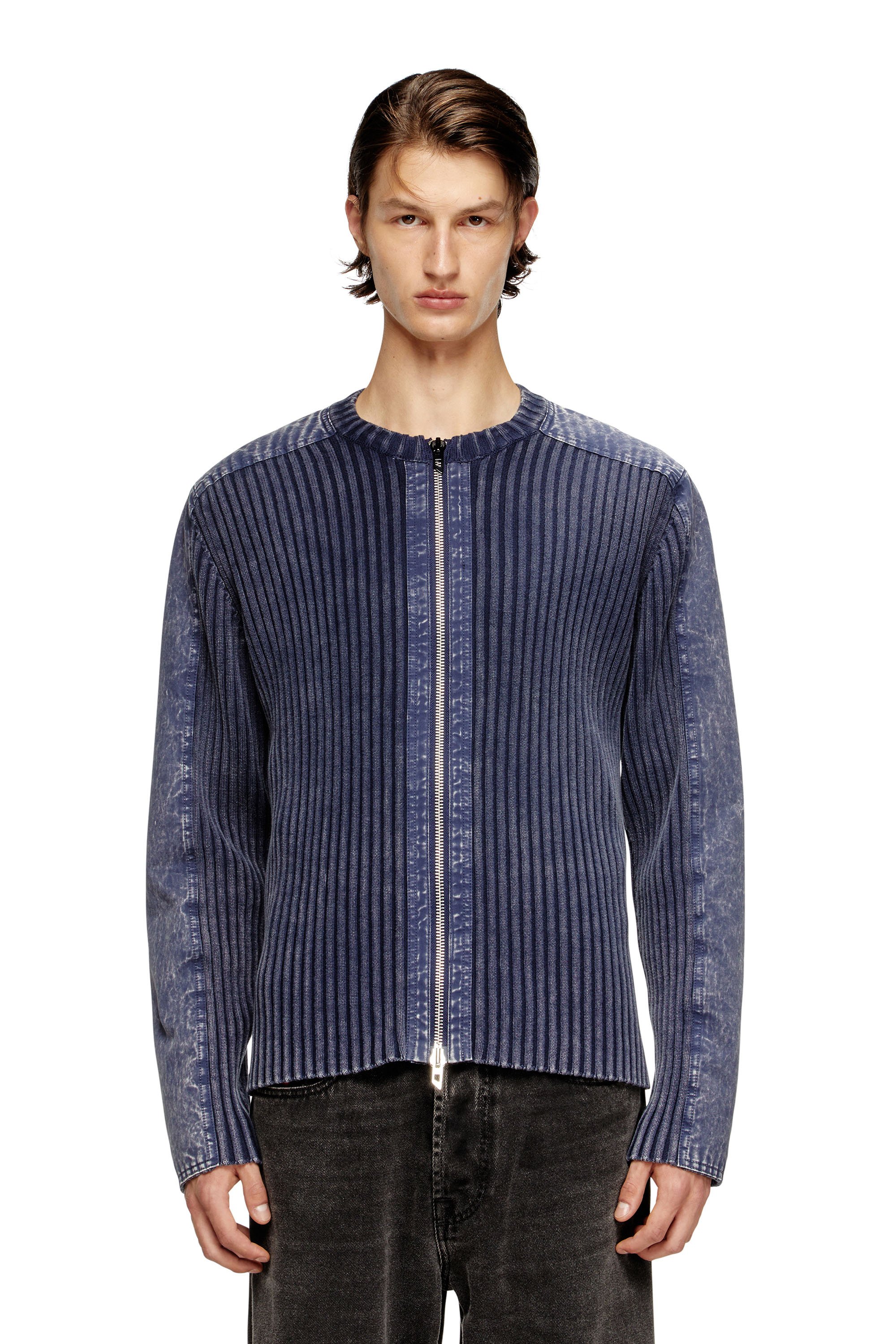 Diesel - K-MATTY, Male's Zip-up cardigan with contrast panels in ブルー - 1