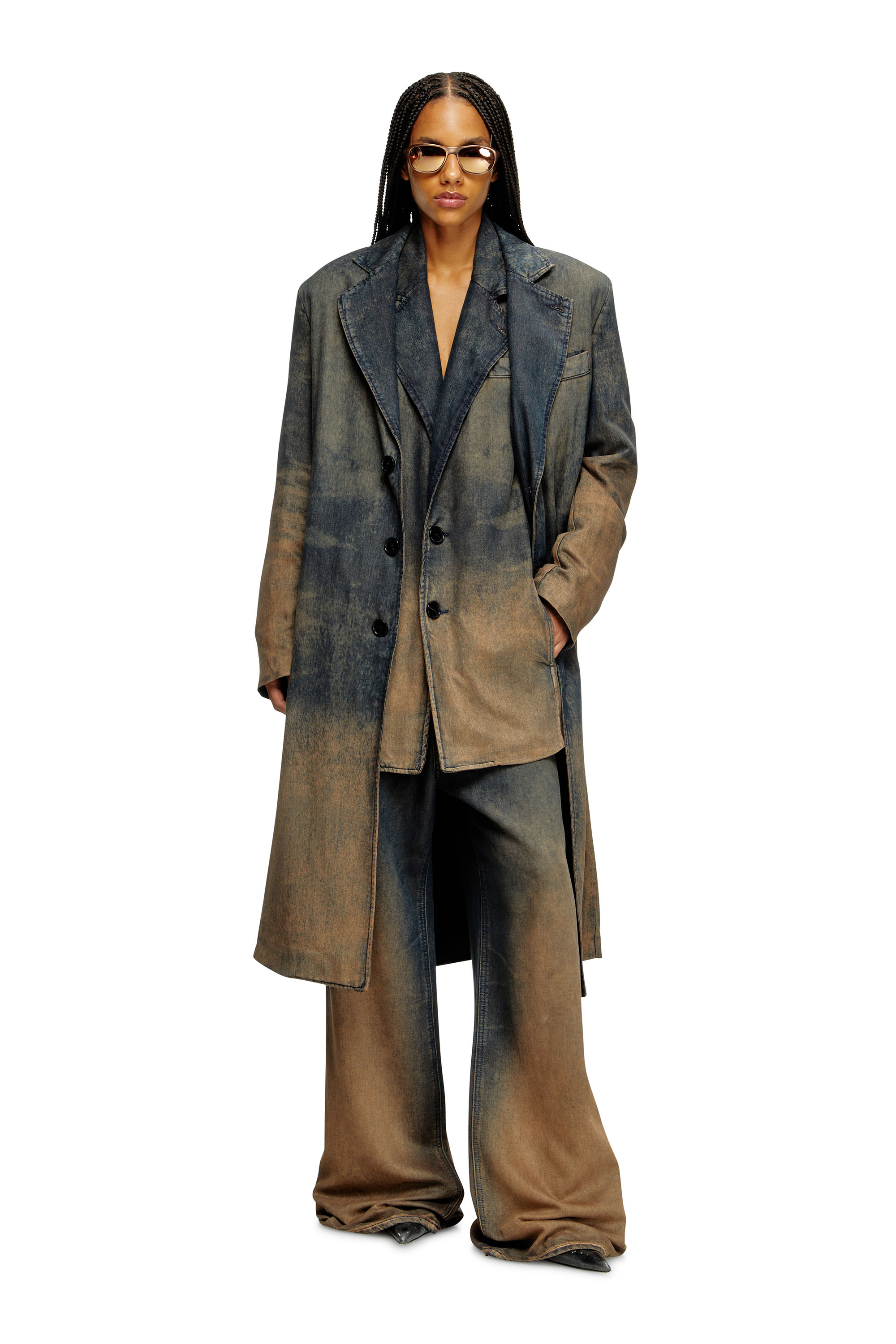 Diesel - D-BALZ-MID-S, Unisex's Long jacket in shaded denim in null - 4