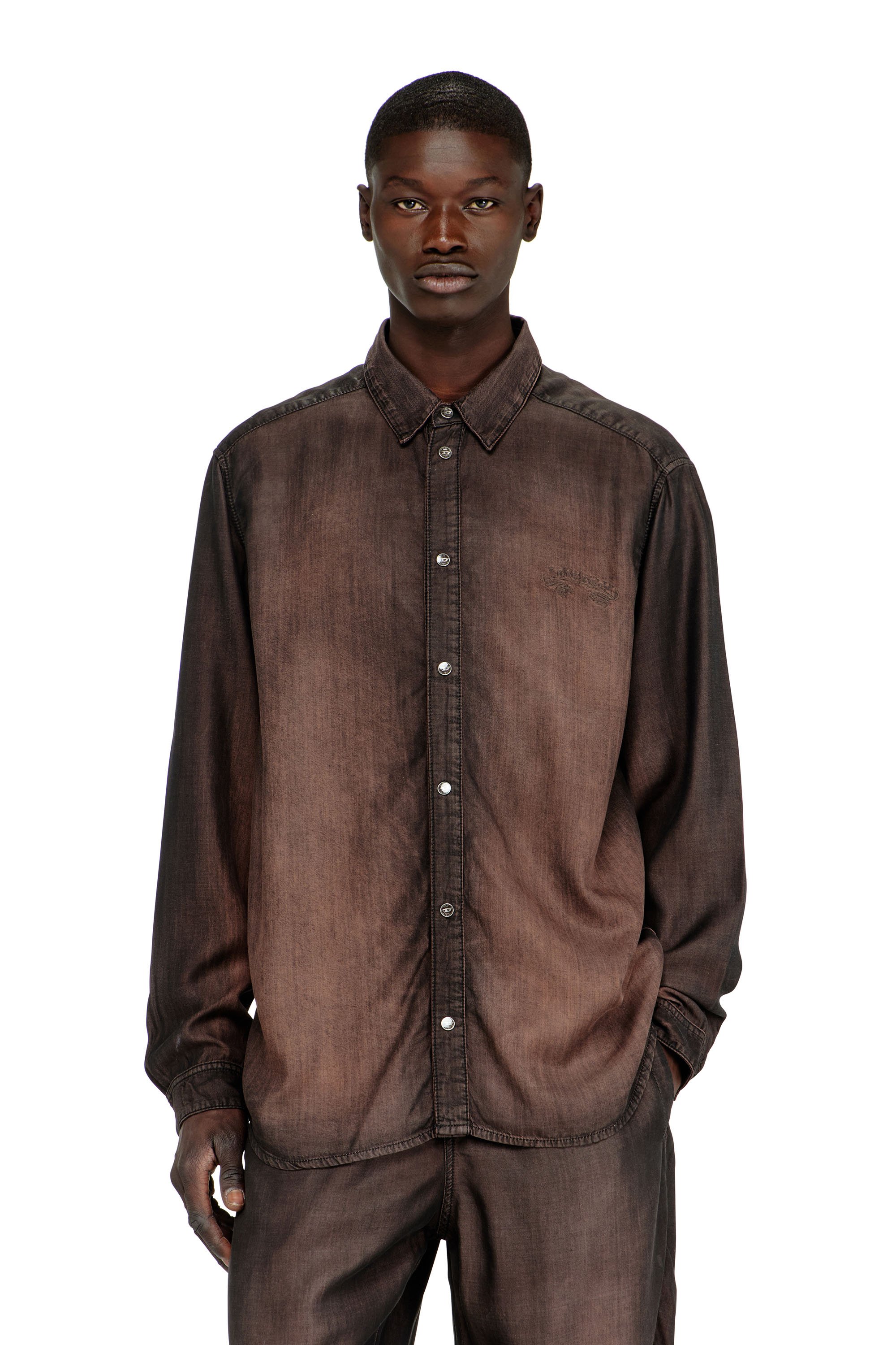 Diesel - D-SIMPLY-S16, Male's デニムシャツ in ブラウン - 2