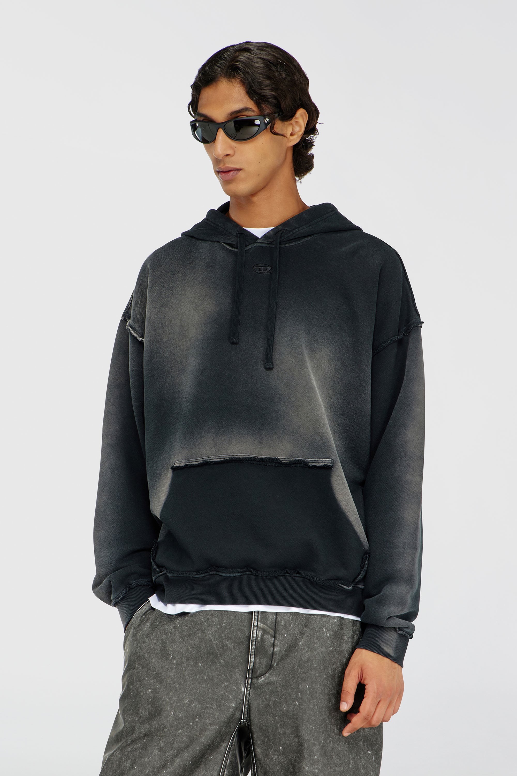 Diesel - S-POCK-HOOD, Male's プルオーバーパーカー in ブラック/グレー - 1