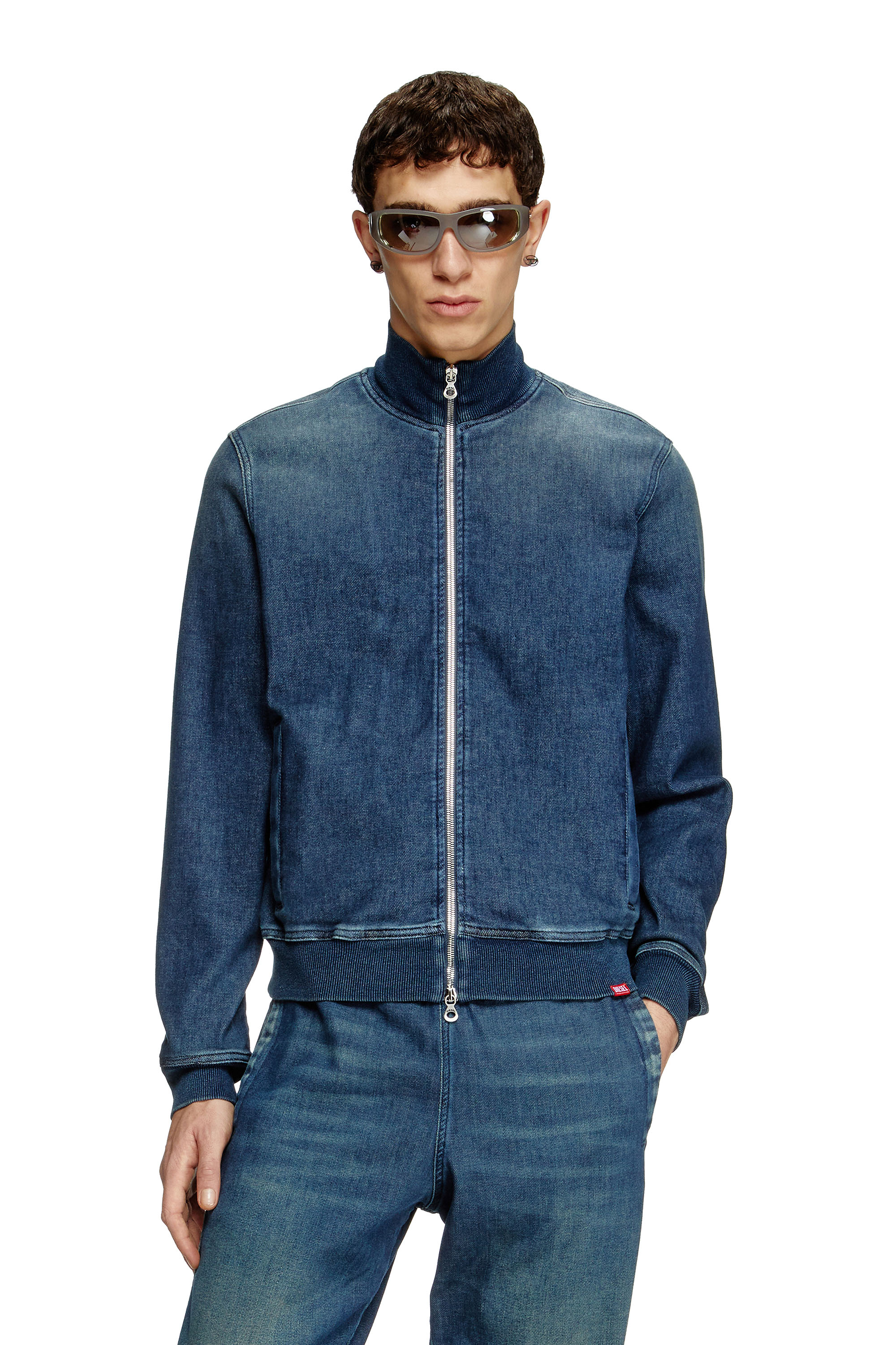 Diesel - D-BUZYE-S TRACK, Unisex's Zip-up sweater in Track Denim in ダークブルー - 3