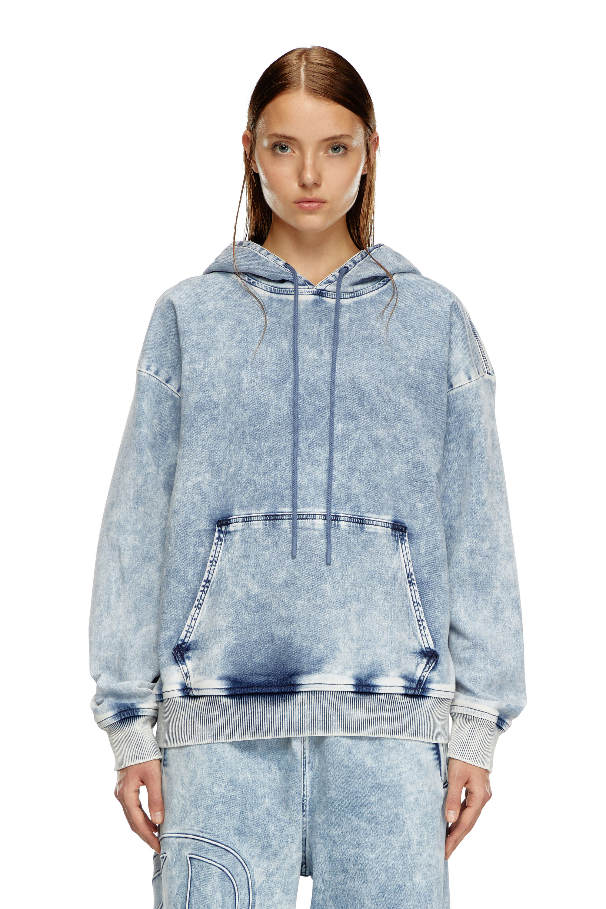 Diesel - D-UM-RIB-S2 TRACK, Unisex's Sweatshirt in Track Denim with Oval D in ライトブルー - 6