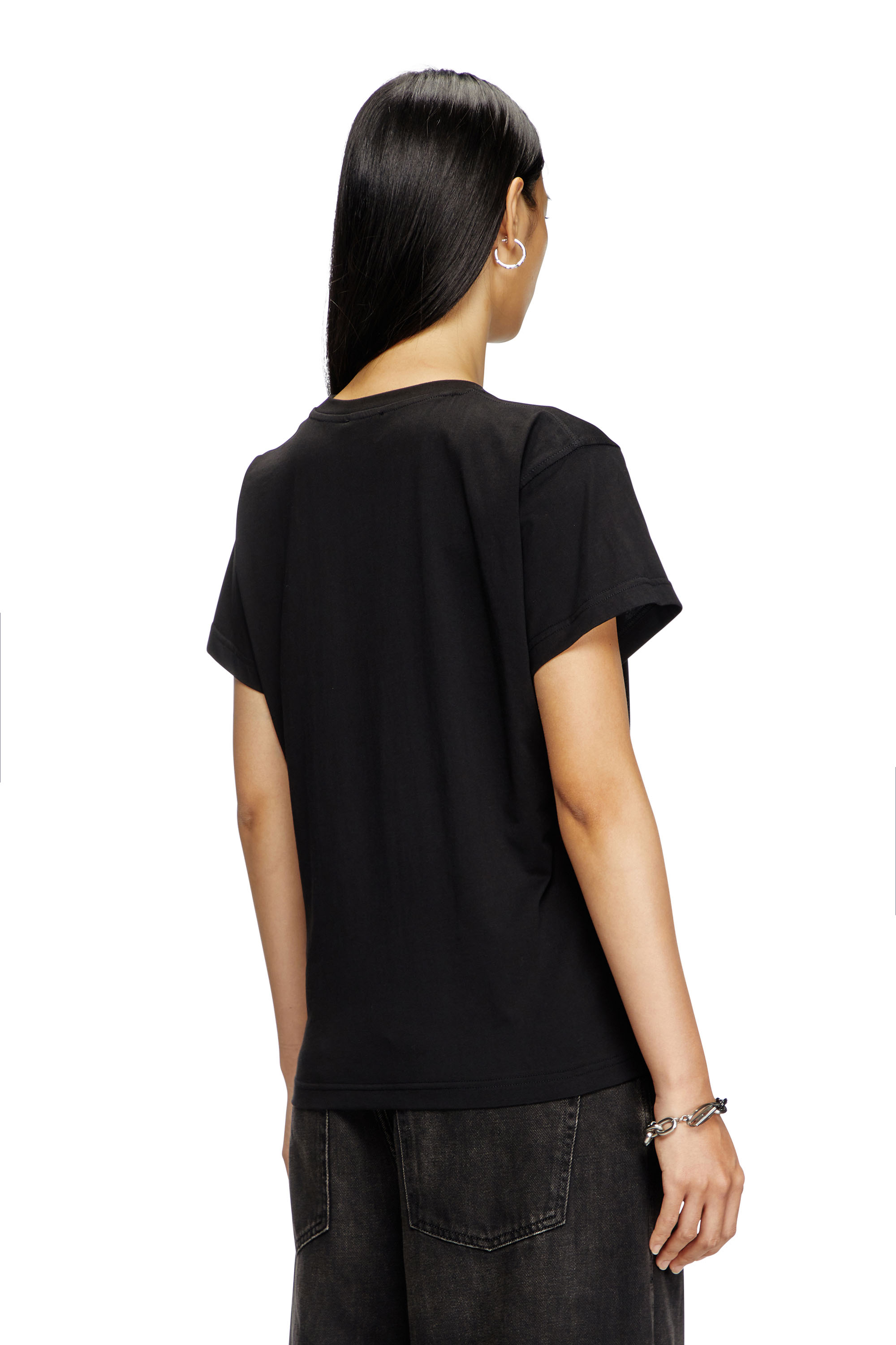 Diesel - T-MAREY, Female's T-shirt with small Oval D in ブラック - 4