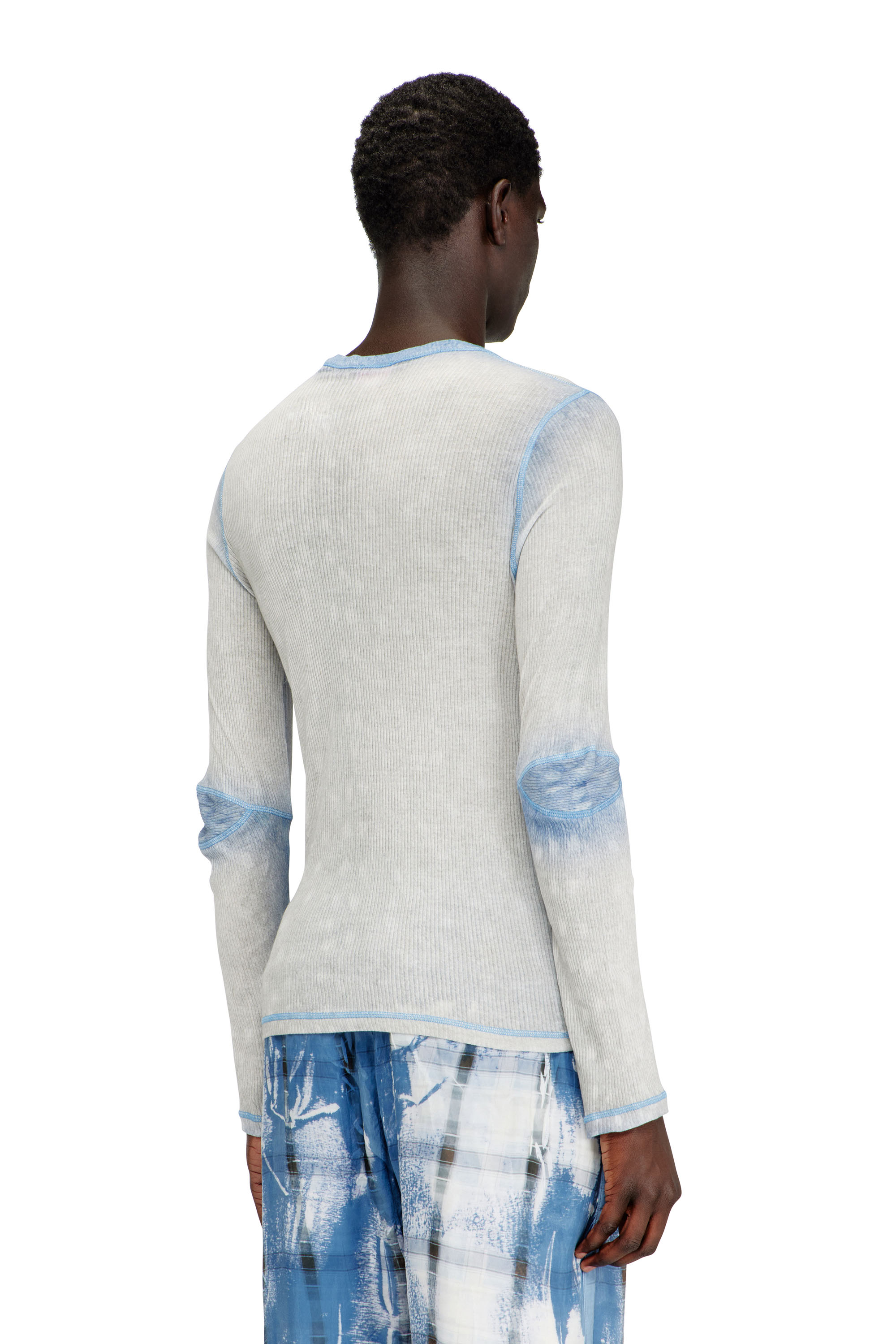 Diesel - T-GASPAR, Male's Printed top in light rib jersey in ブルー/ホワイト - 4