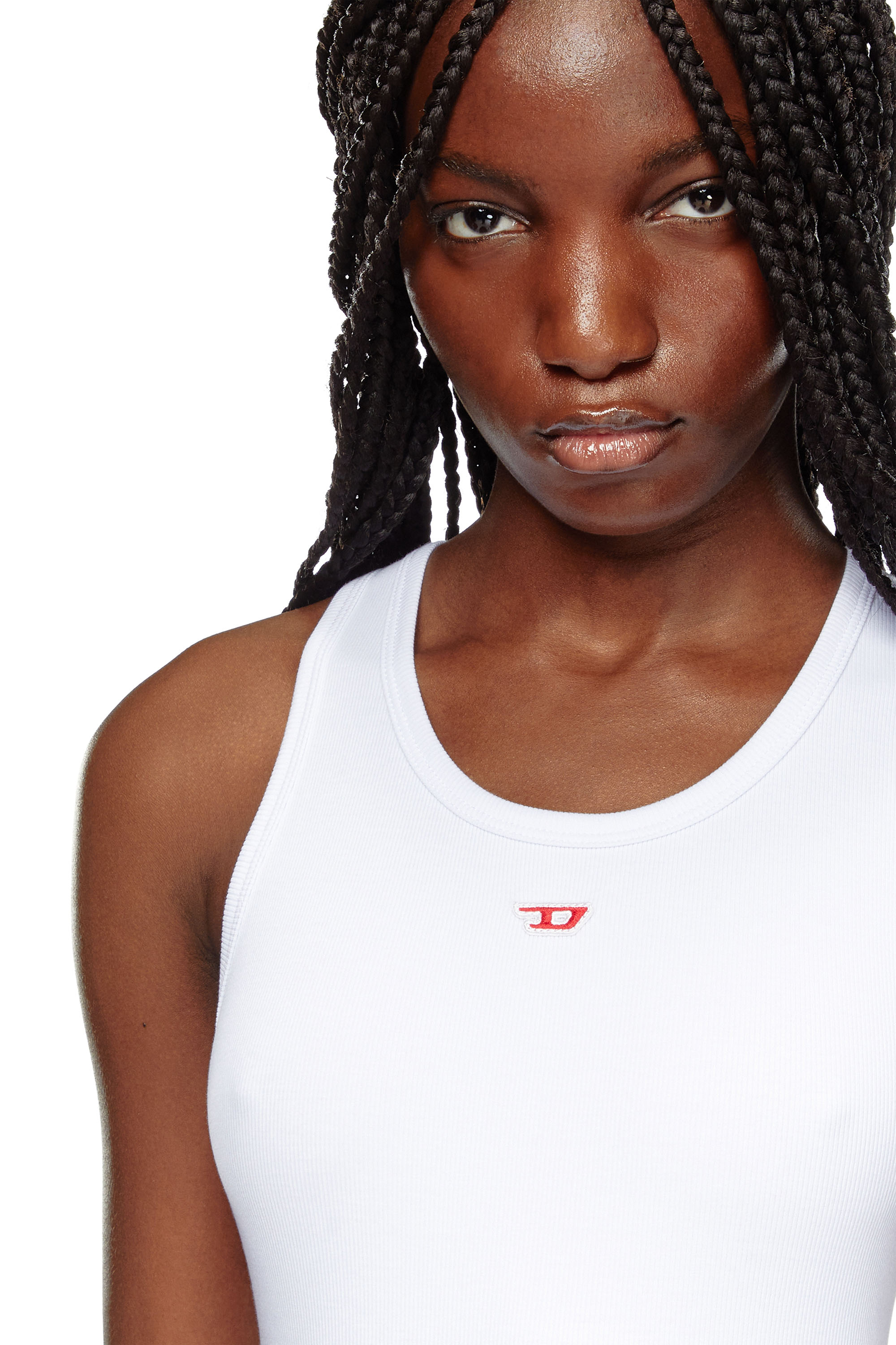 Diesel - D-TANK-LONG-D, Female's Short tank dress with D logo in ホワイト - 3