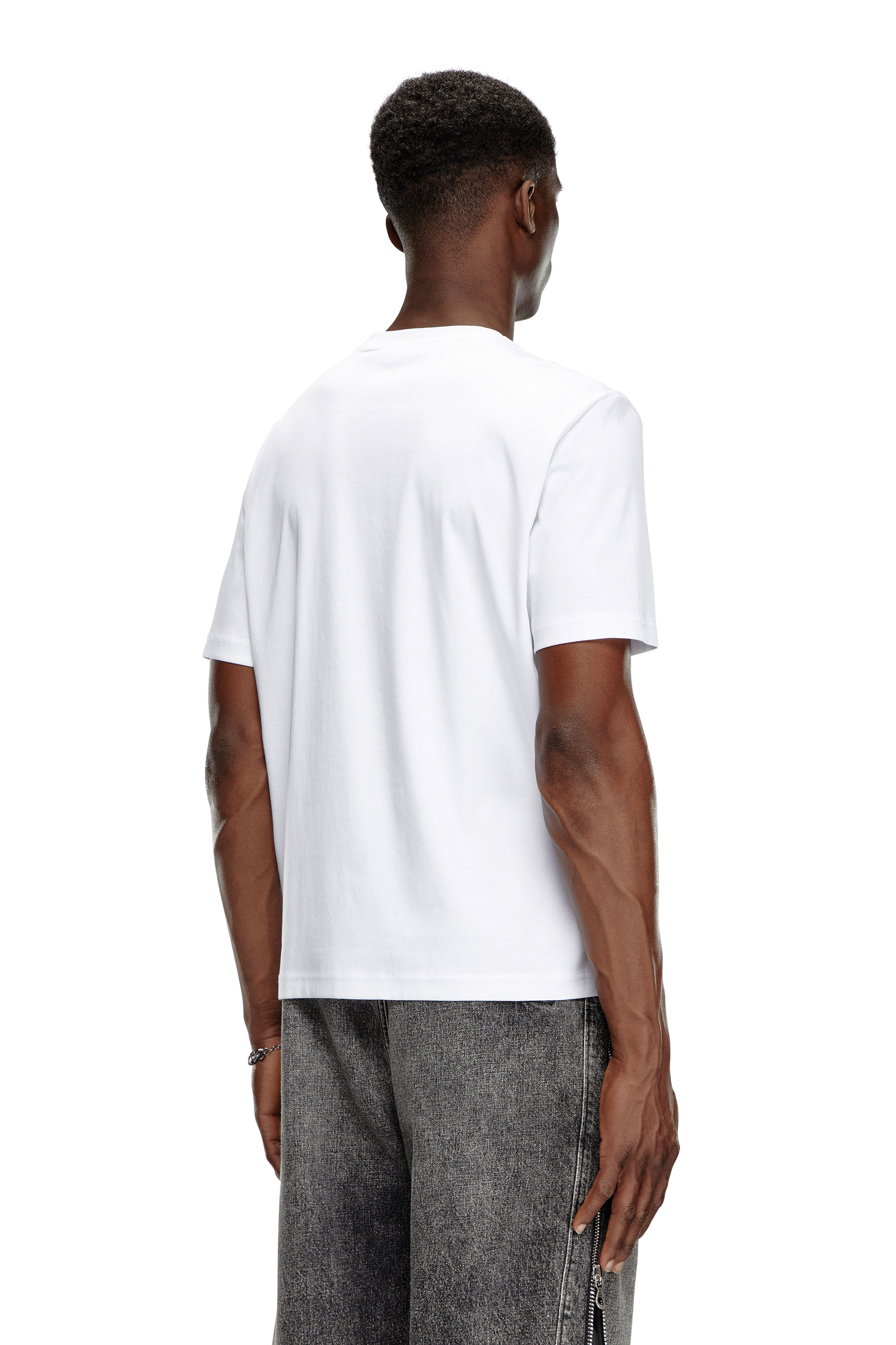 Diesel - T-MADJUST-K1, Male's Interlock T-shirt with tonal Diesel print in ホワイト - 5