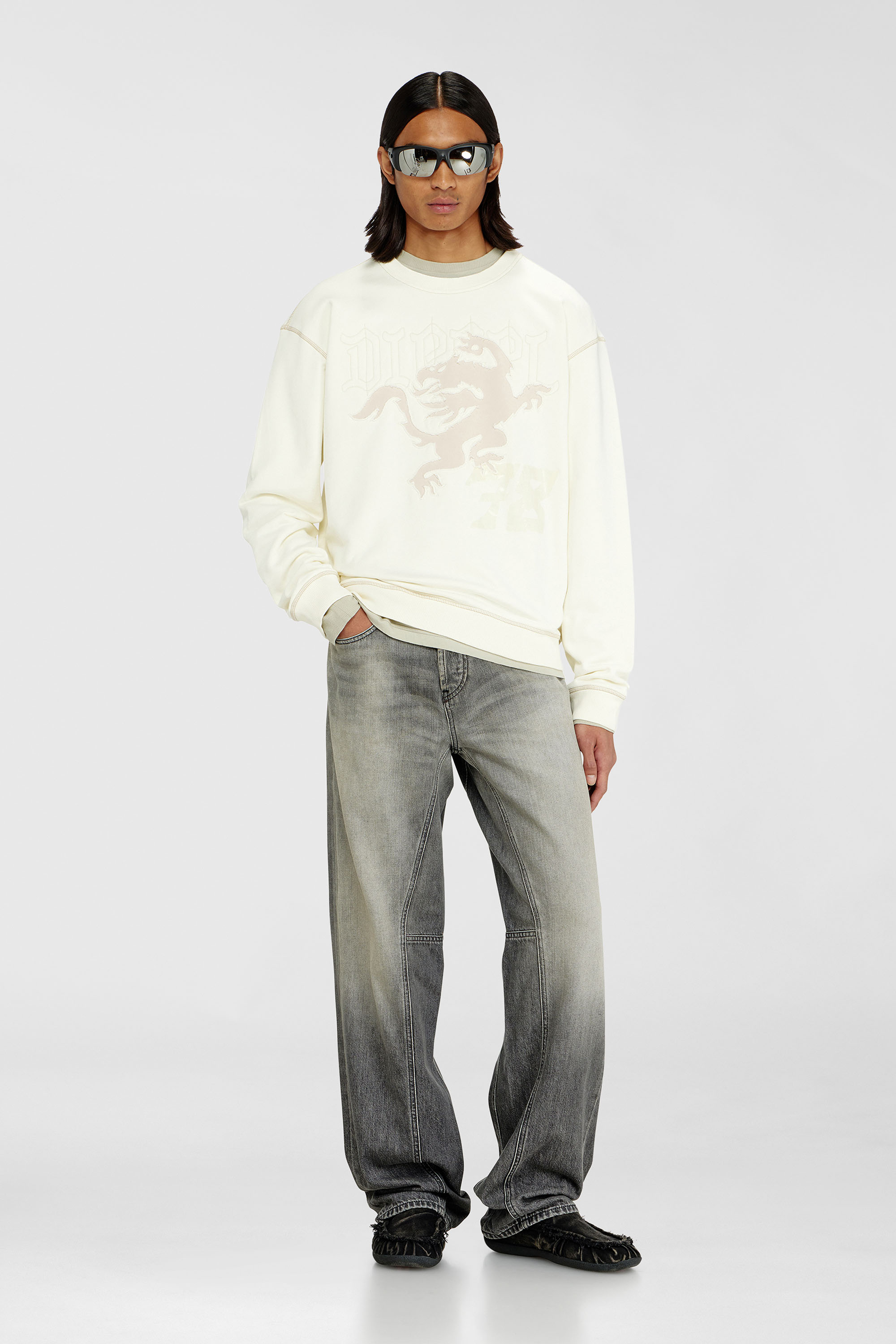 Diesel - S-NORM-AA3, Male's プルオーバースウェット in ホワイト - 1