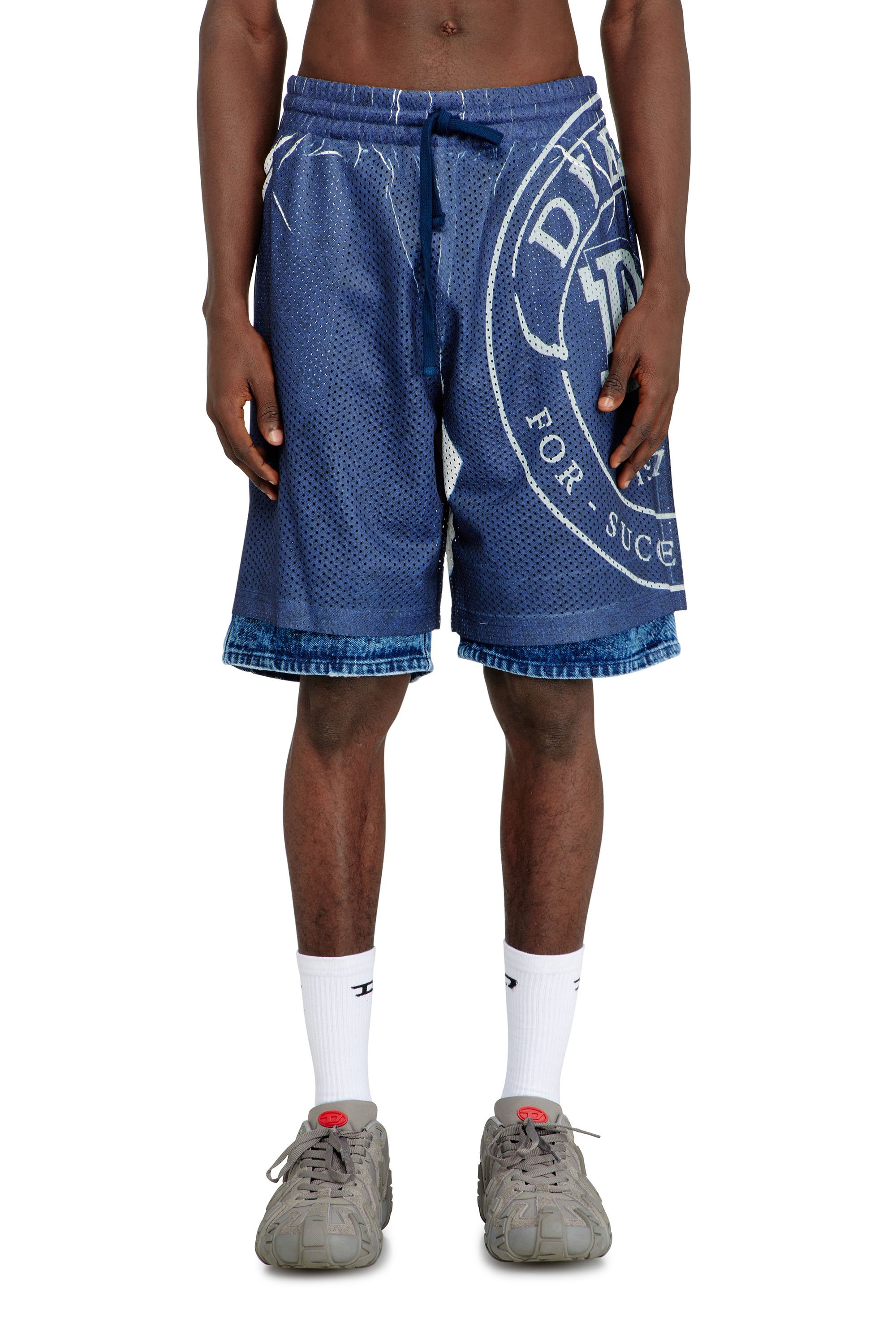 Diesel - P-OLLIE, Male's Basketball shorts with sublimation print in ブルー - 3