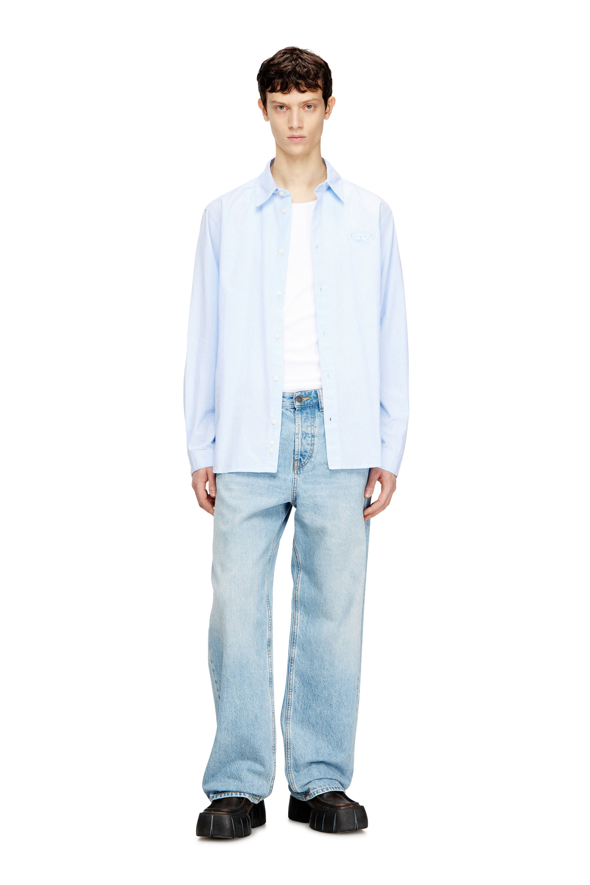 Diesel - S-SIMPLY-BKBZ, Male's シャツ in ブルー/ホワイト - 1