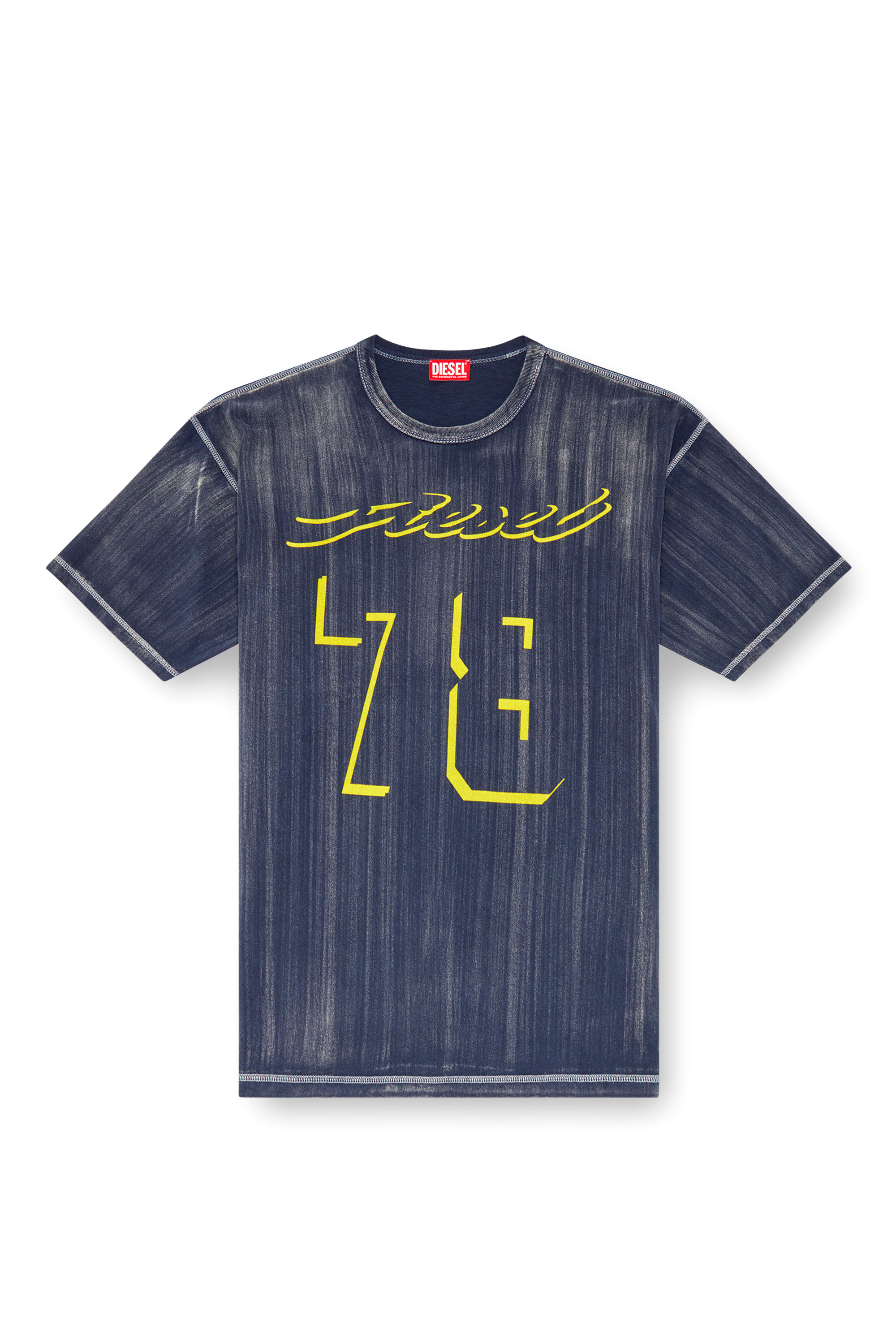 Diesel - T-BOXT-Q2, Male's Treated T-shirt with flocked logo in ブルー - 3