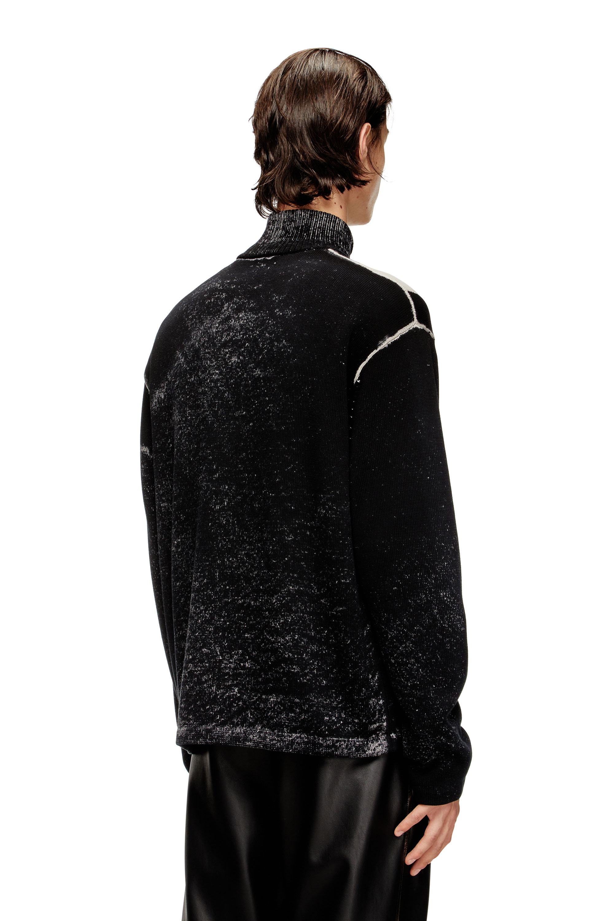 Diesel - K-OLIBA-JKT, Male's ジップアップニット in ブラック/ホワイト - 5