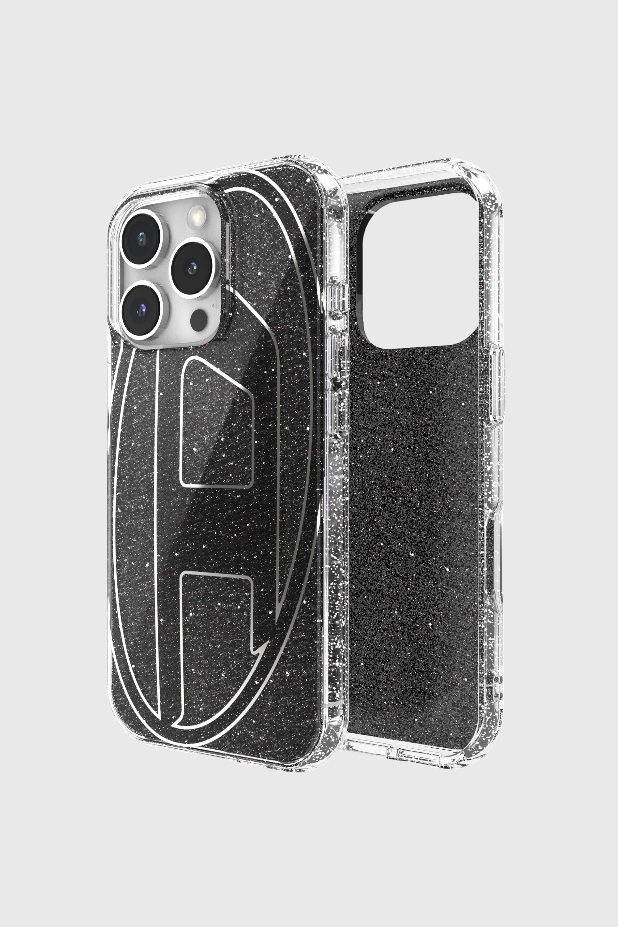 Diesel - 60148 AOP CASE, Unisex's Oval D Glitter Case for iP 16 Pro in ブラック - 1