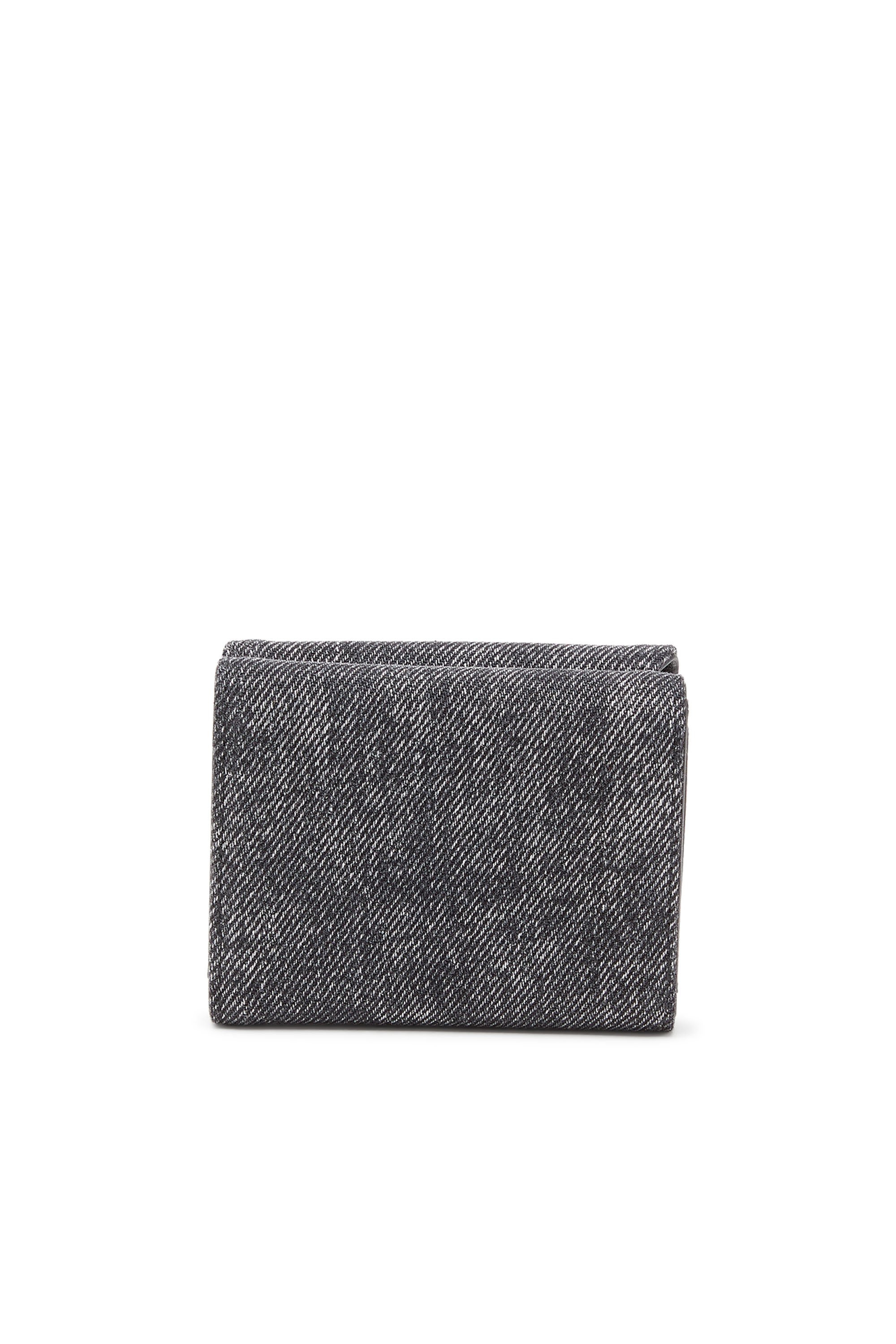 Diesel - 1DR TRI FOLD COIN XS II, Male's Tri-fold wallet in washed denim in ダークグレー - 2