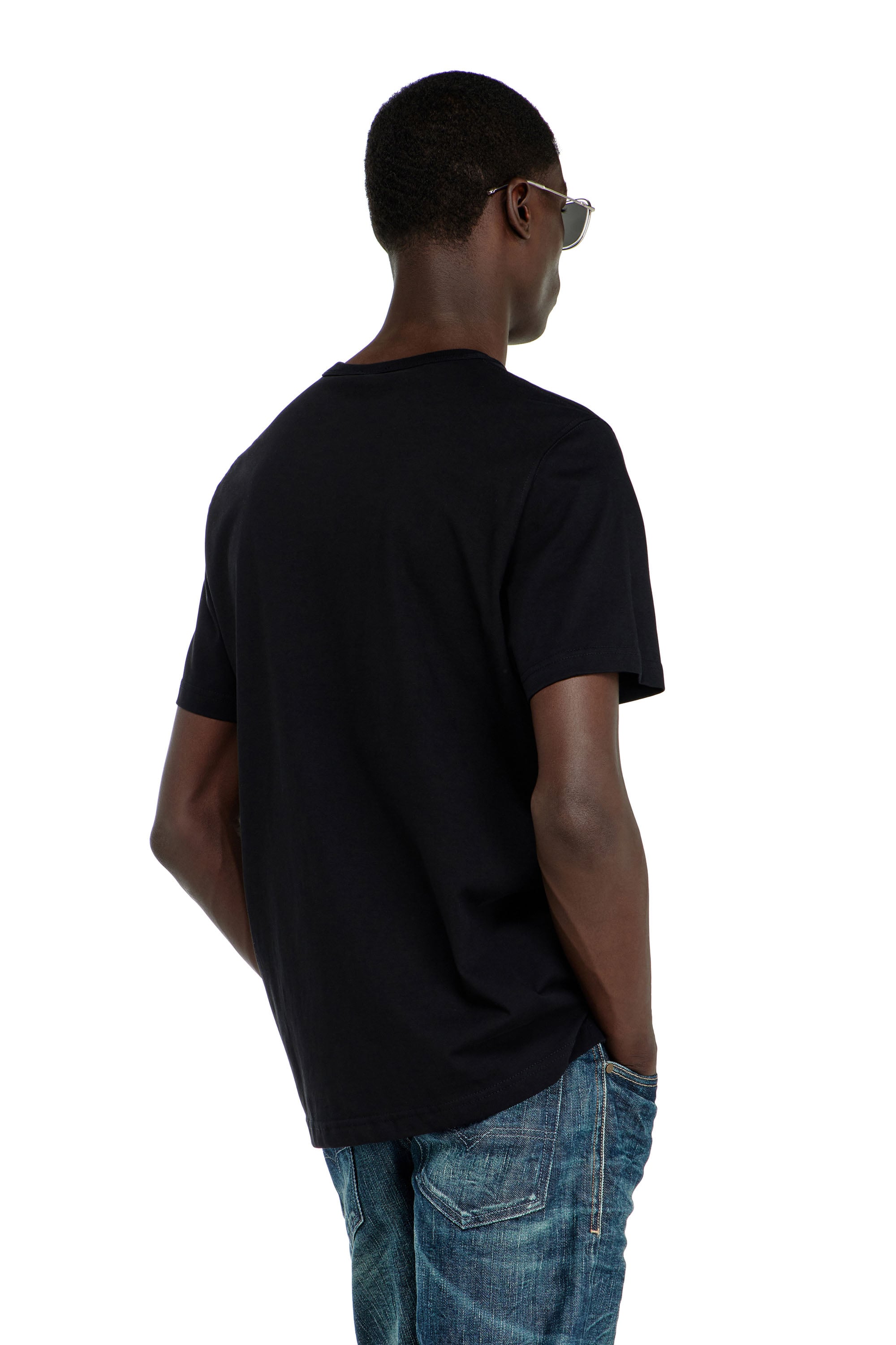 Diesel - T-ADJUST-OD, Male's T-shirt with metallic Oval D in ブラック - 4
