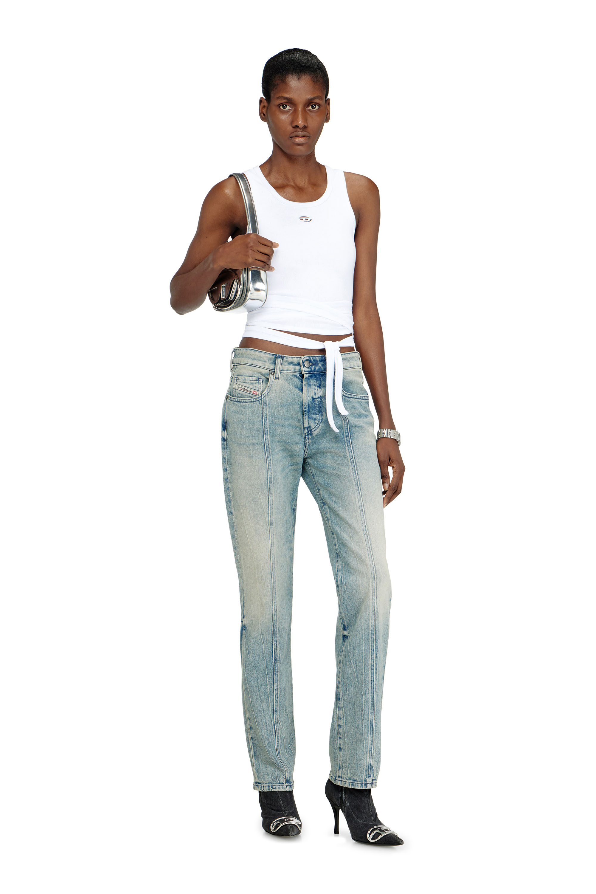 Diesel - 1DR, Female's カウレザーショルダーバッグ in シルバー - 1