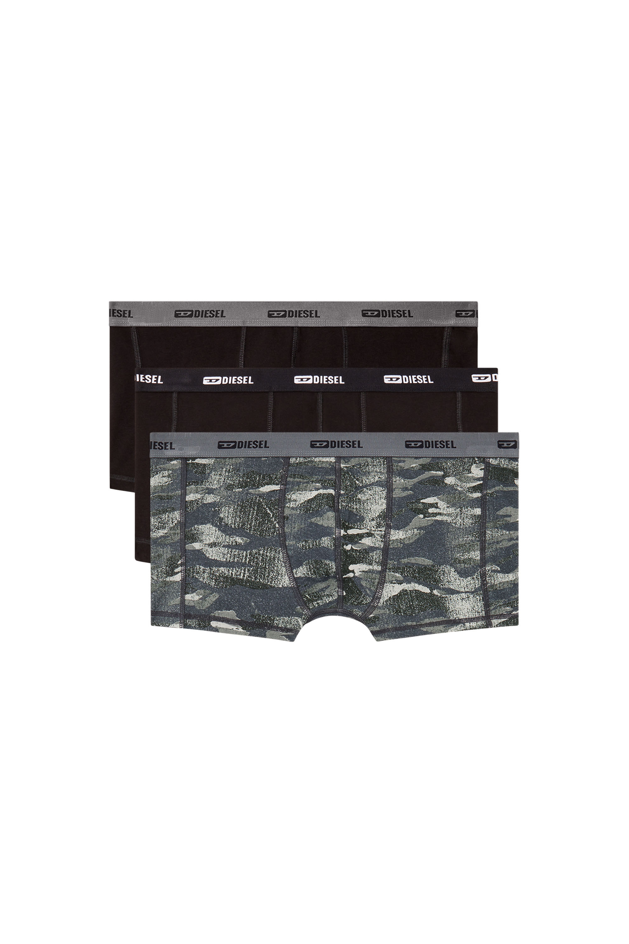 Diesel - DAMIEN-UTLT-3PACK, Male's 3-pack of boxer briefs plain and camo in ブラック/グレー - 1