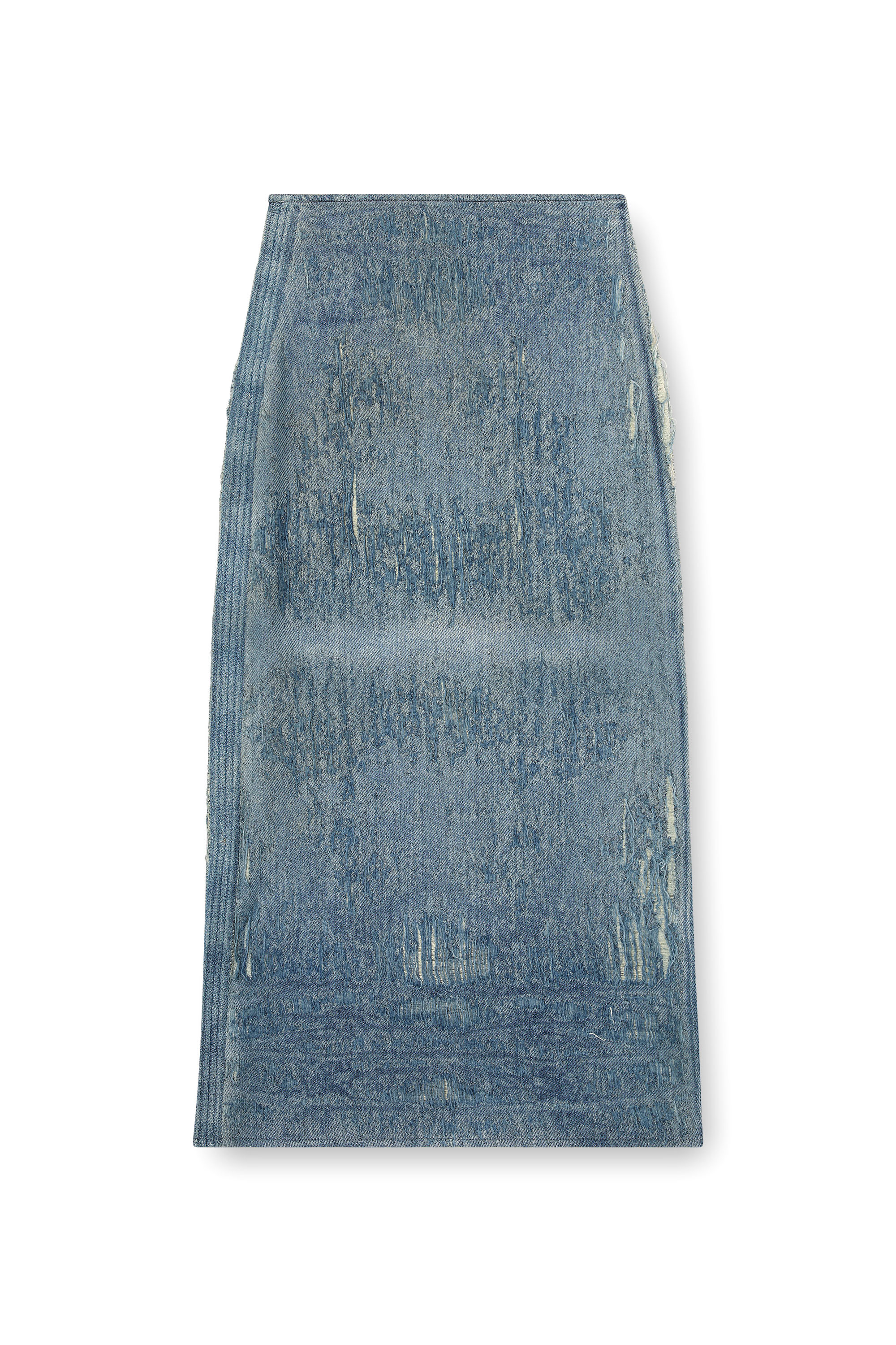 Diesel - DE-MEGAN-FSG, Female's Skirt in ultra-destroyed jacquard denim in ミディアムブルー - 2