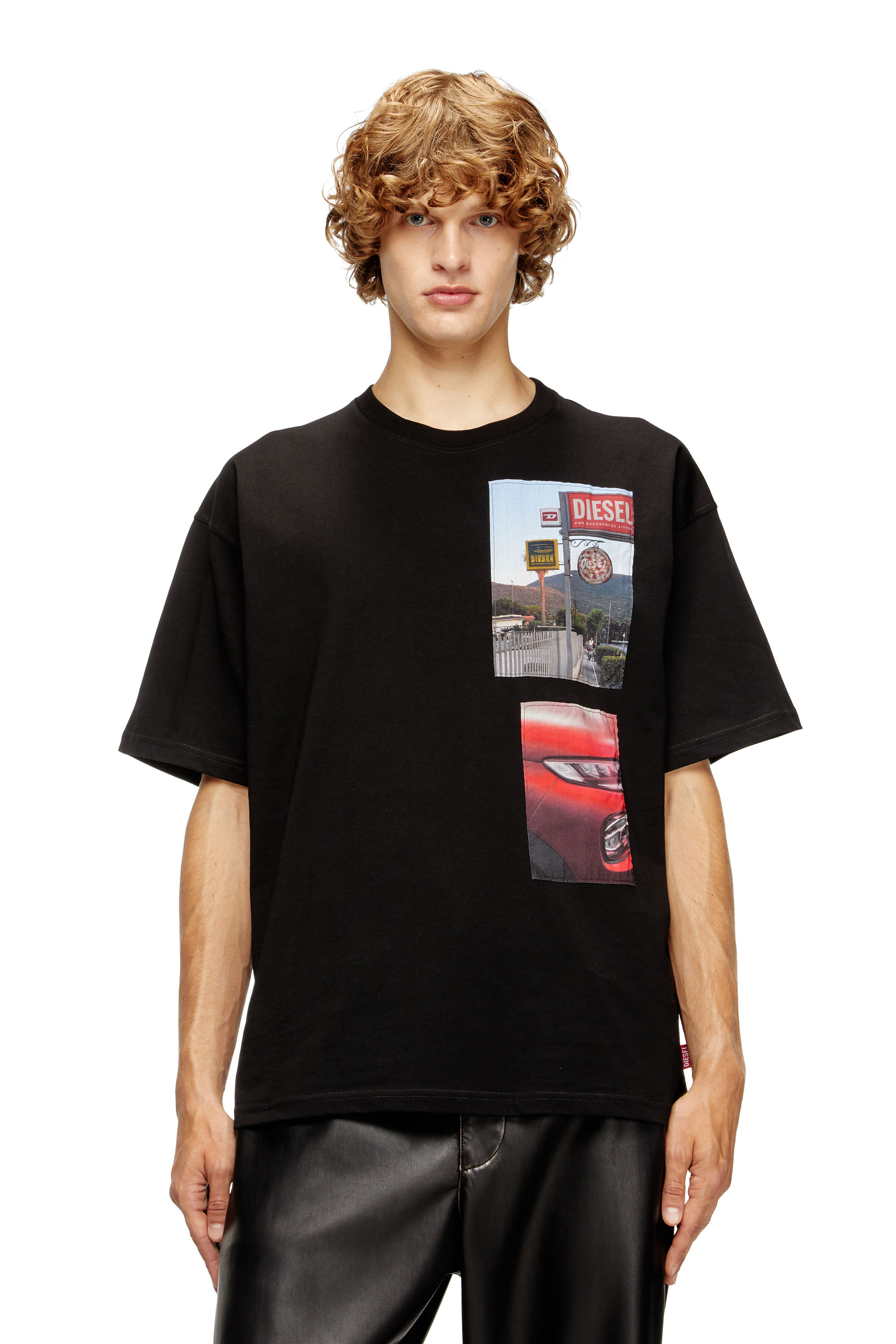 Diesel - T-BOXT-T3, Male's T-shirt with logo photo patches in ブラック - 1